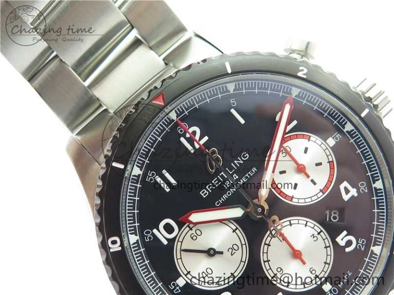 Navitimer 8 B01 Chrono 43mm SS Black Bezel Best Edition Black Dial on SS Bracelet A TopPick 5546