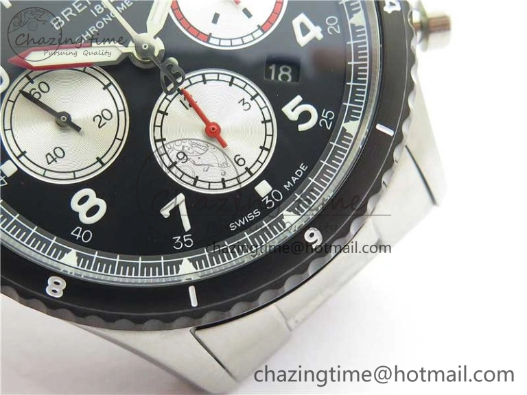 Navitimer 8 B01 Chrono 43mm SS Black Bezel Best Edition Black Dial on SS Bracelet A TopPick 5546