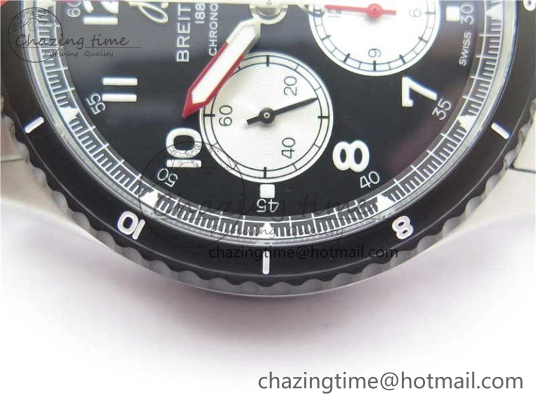 Navitimer 8 B01 Chrono 43mm SS Black Bezel Best Edition Black Dial on SS Bracelet A TopPick 5546