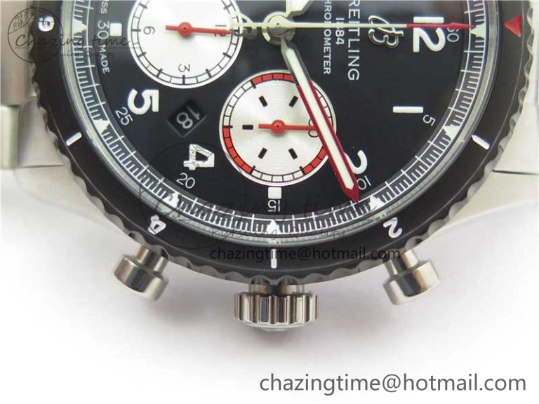 Navitimer 8 B01 Chrono 43mm SS Black Bezel Best Edition Black Dial on SS Bracelet A TopPick 5546