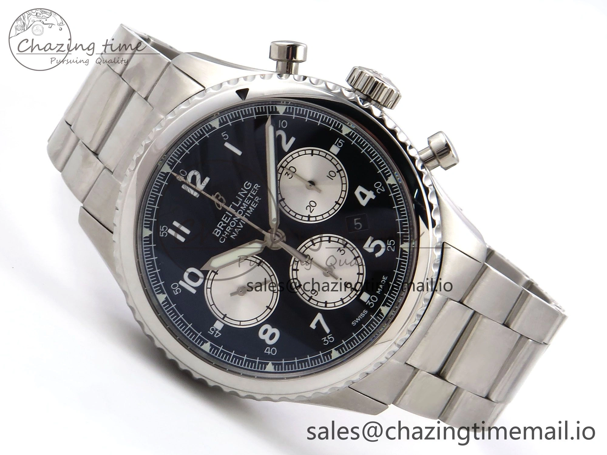Navitimer 8 B01 Chrono SS EF 1:1 Best Edition Black Dial on SS Bracelet A Practical 5500