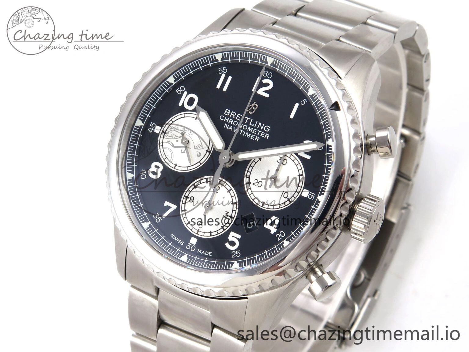 Navitimer 8 B01 Chrono SS EF 1:1 Best Edition Black Dial on SS Bracelet A Practical 5500