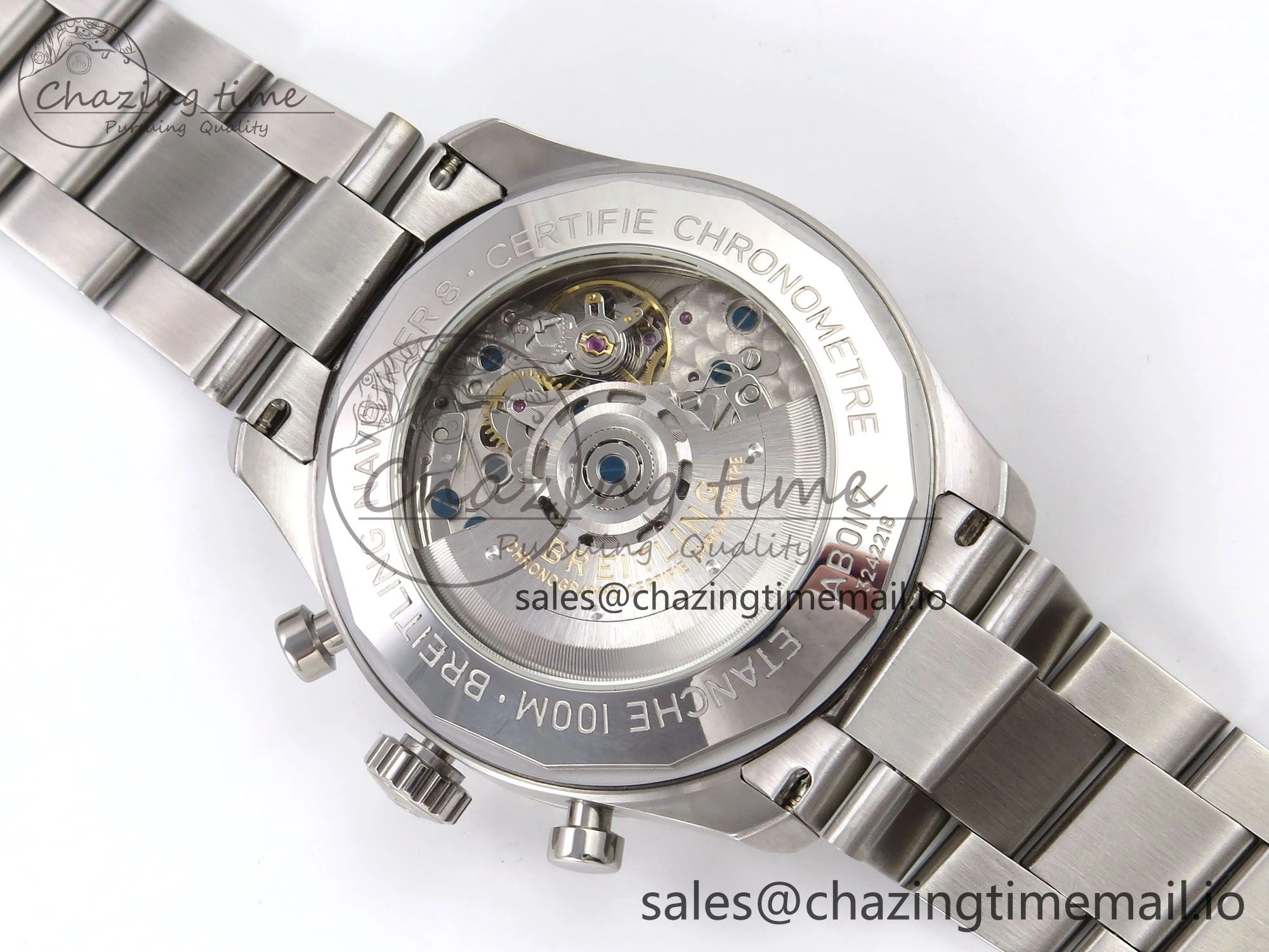 DailyWear Navitimer 8 B01 Chrono SS EF 1:1 Best Edition Green Dial Arabic Bezel on SS Bracelet A 5502