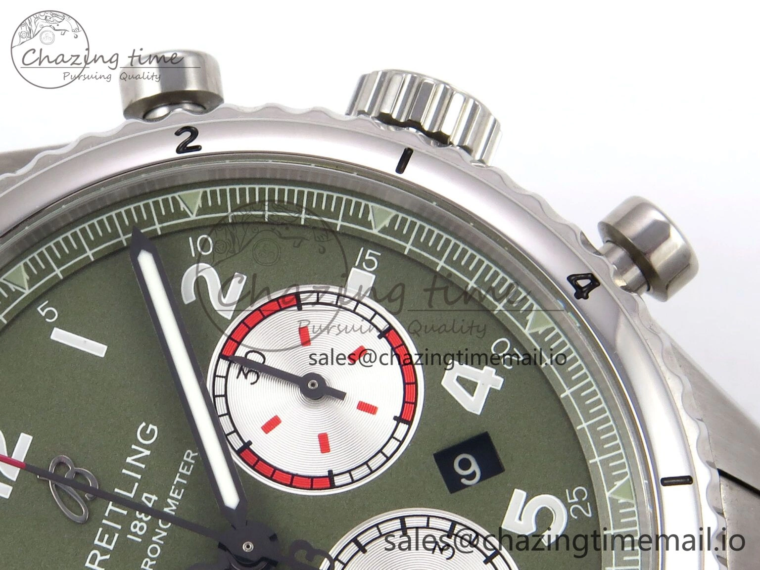 DailyWear Navitimer 8 B01 Chrono SS EF 1:1 Best Edition Green Dial Arabic Bezel on SS Bracelet A 5502