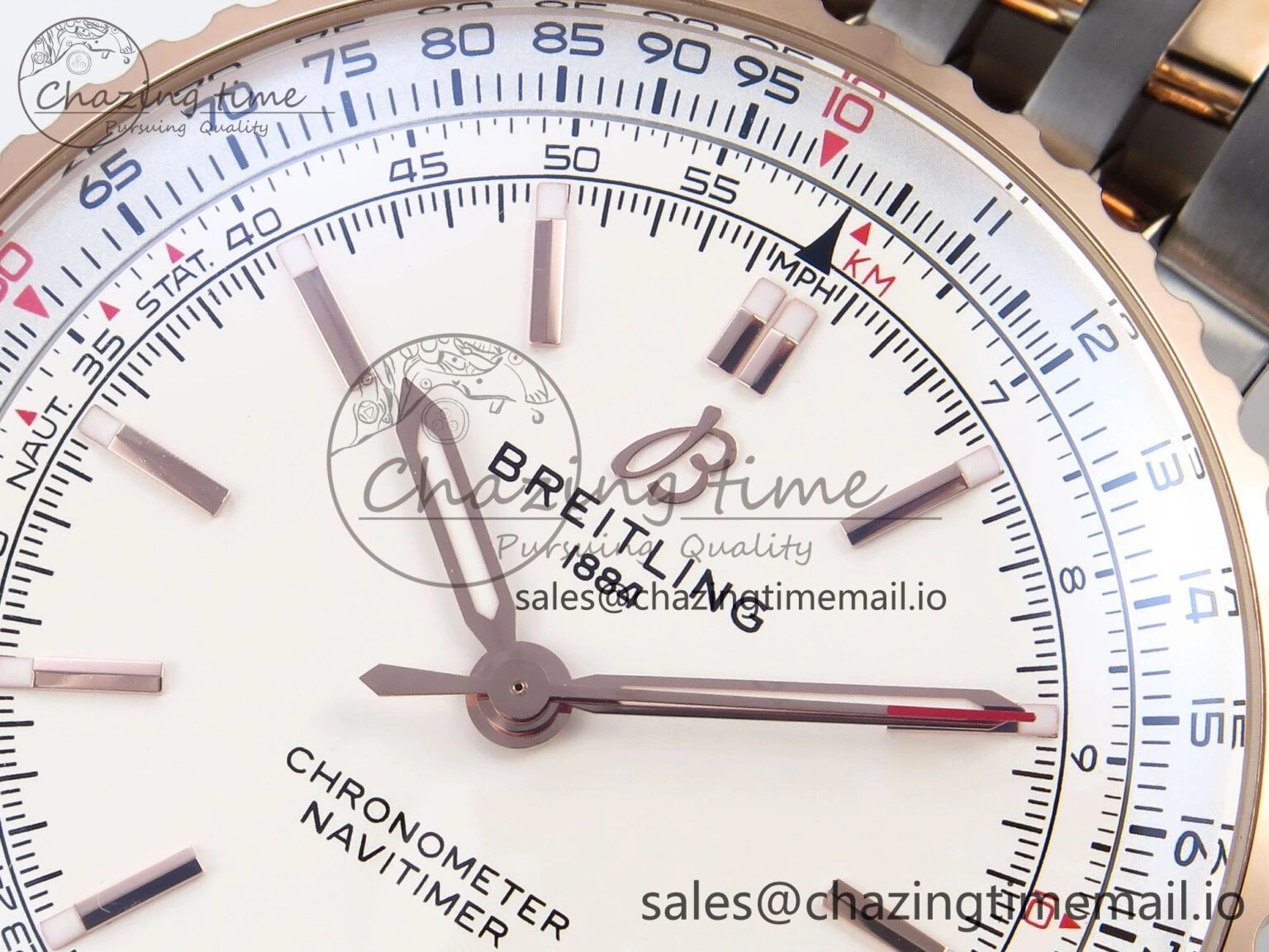 Navitimer Automati SS RG 41mm TF 1:1 Best Edition RG Bezel White Dial on SS RG Bracelet A Lightweight 4401