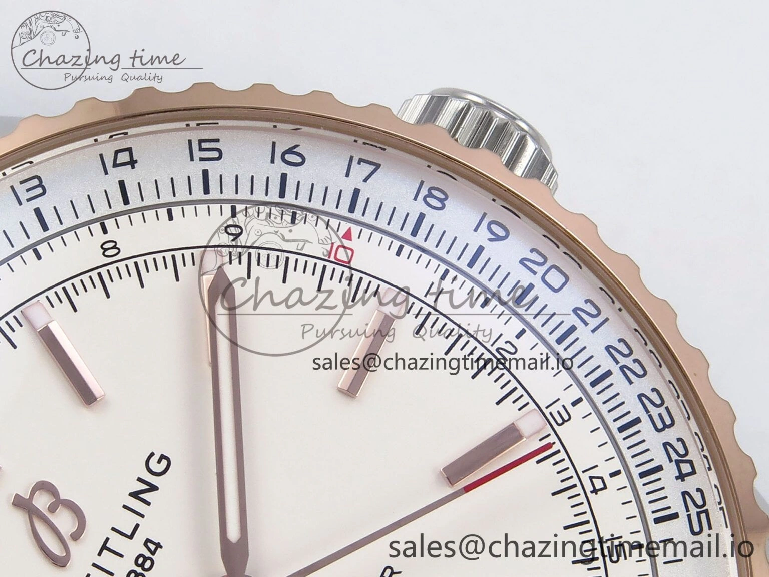 Navitimer Automati SS RG 41mm TF 1:1 Best Edition RG Bezel White Dial on SS RG Bracelet A Lightweight 4401