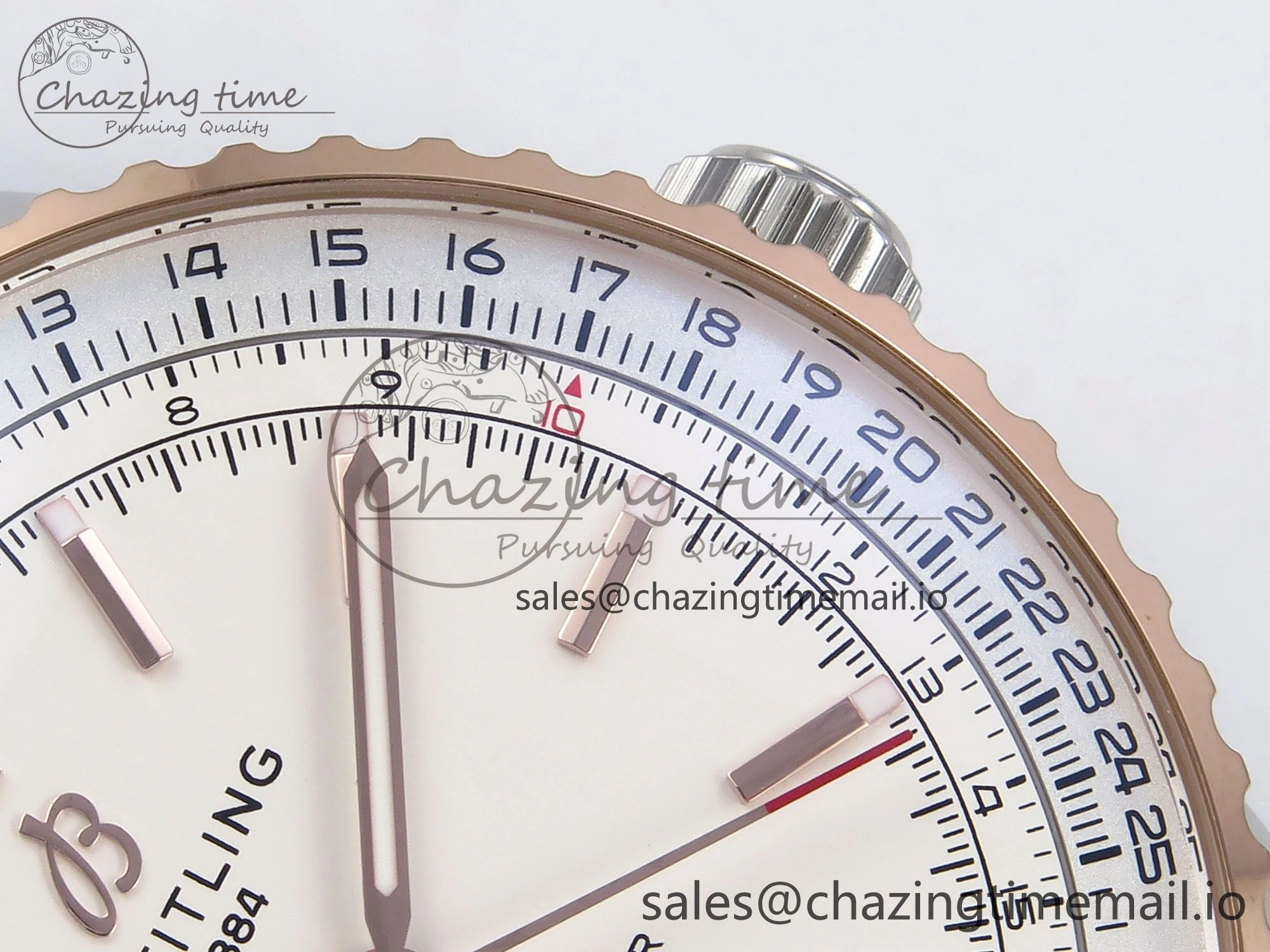 Navitimer Automati SS RG 41mm TF 1:1 Best Edition RG Bezel White Dial on SS RG Bracelet A Lightweight 4401