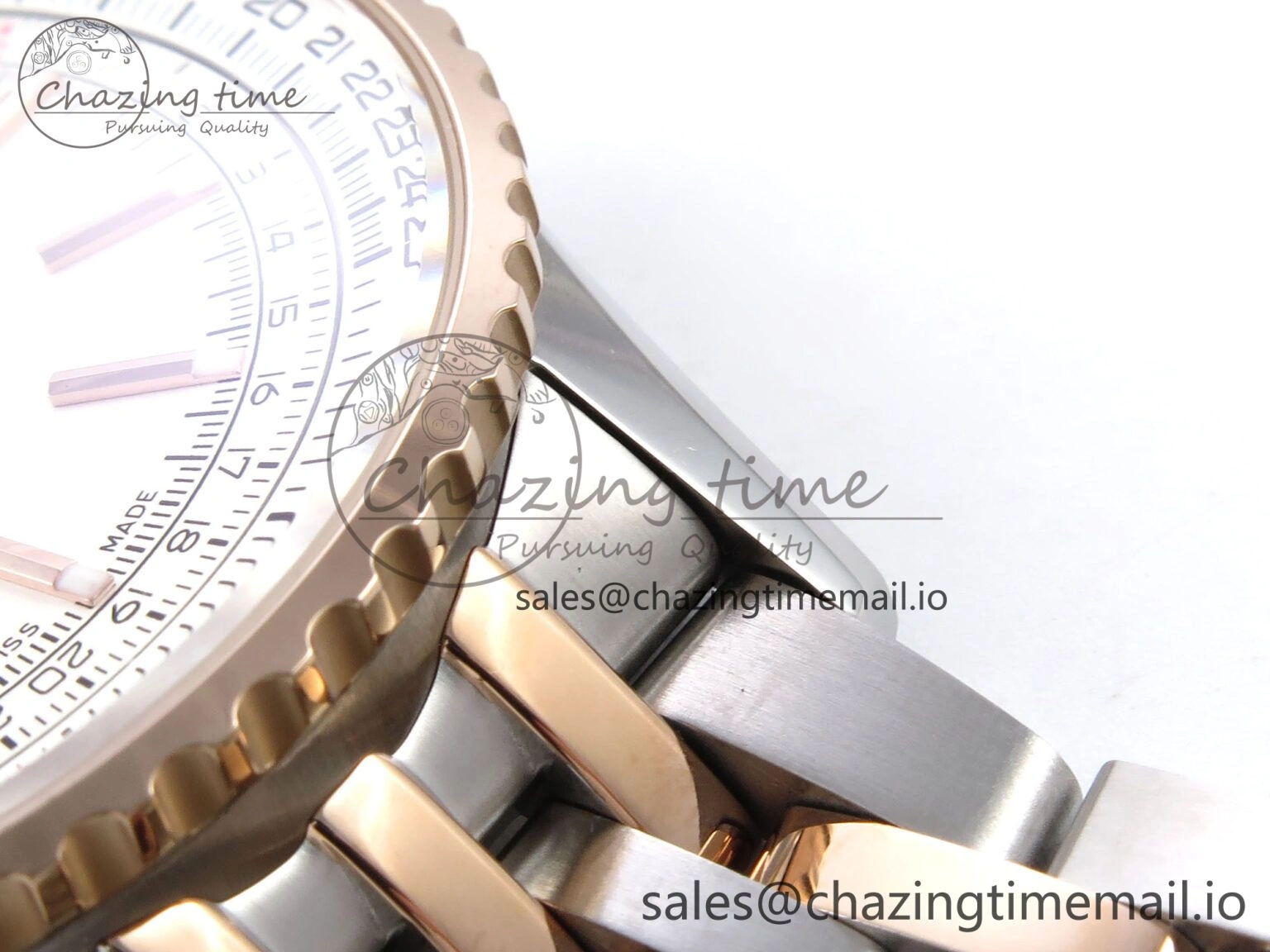 Navitimer Automati SS RG 41mm TF 1:1 Best Edition RG Bezel White Dial on SS RG Bracelet A Lightweight 4401