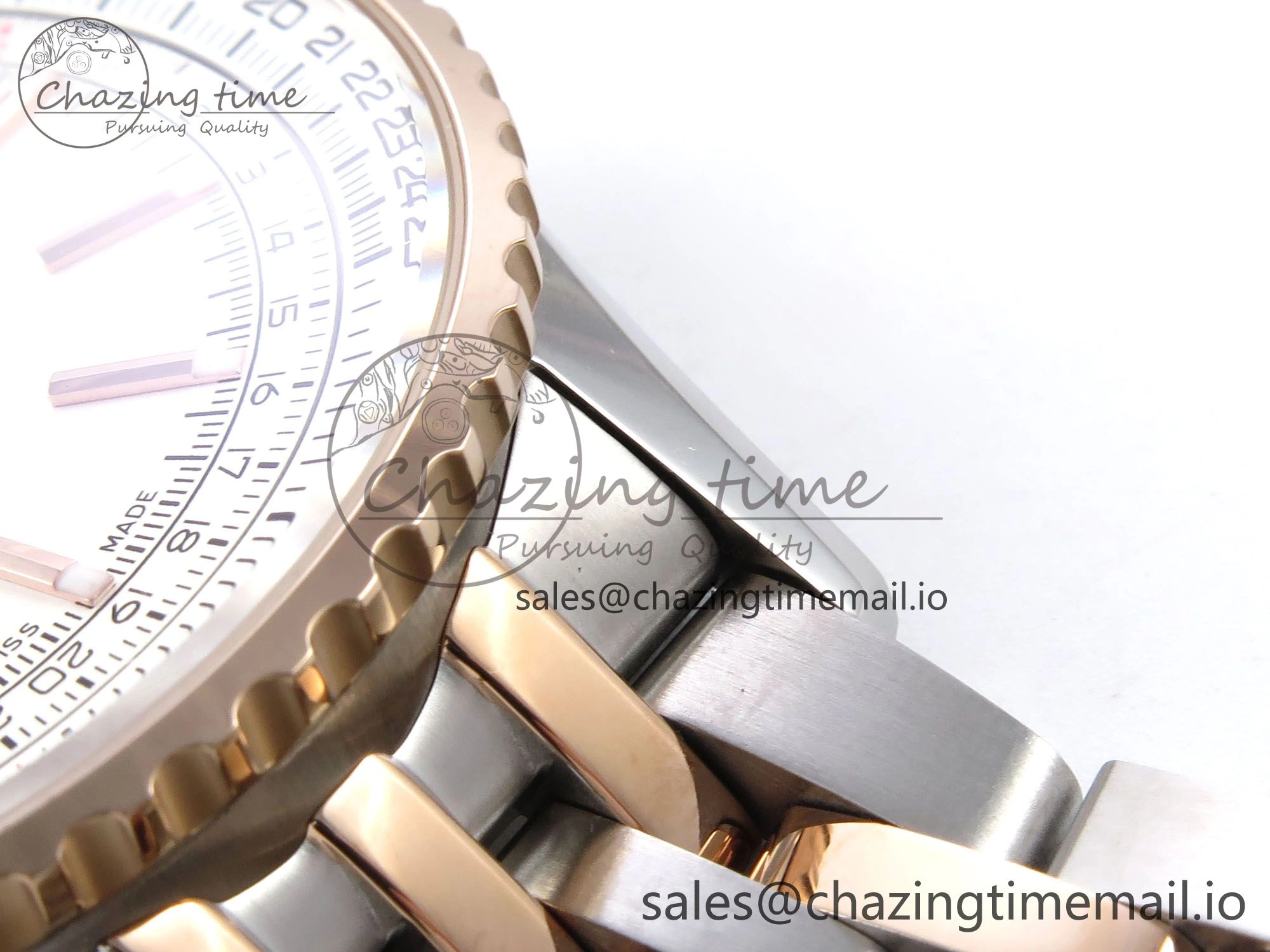 Navitimer Automati SS RG 41mm TF 1:1 Best Edition RG Bezel White Dial on SS RG Bracelet A Lightweight 4401