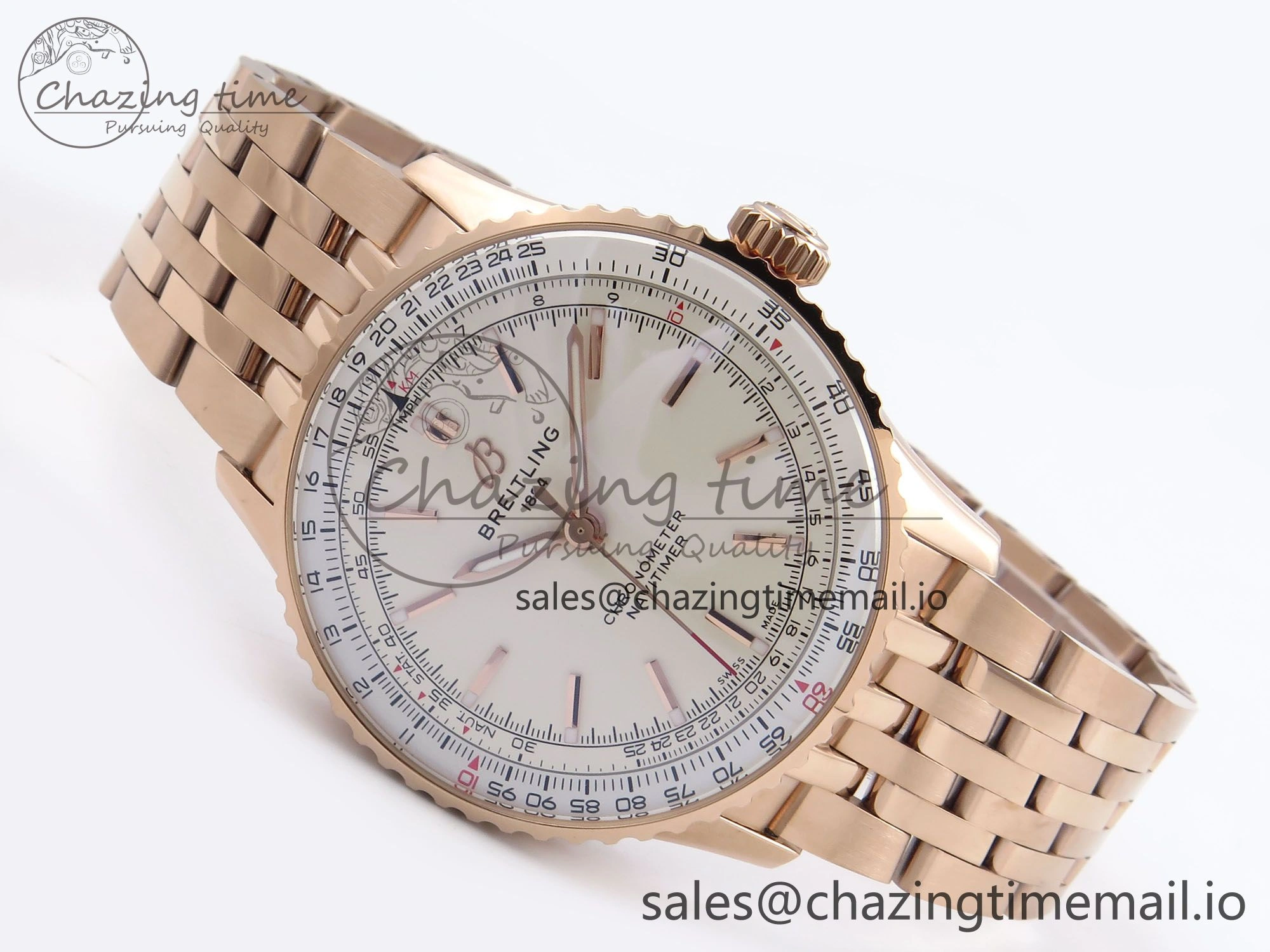 SoftTouch Navitimer Automatic RG 41mm TF 1:1 Best Edition RG Bezel White Dial on RG Bracelet A 5508