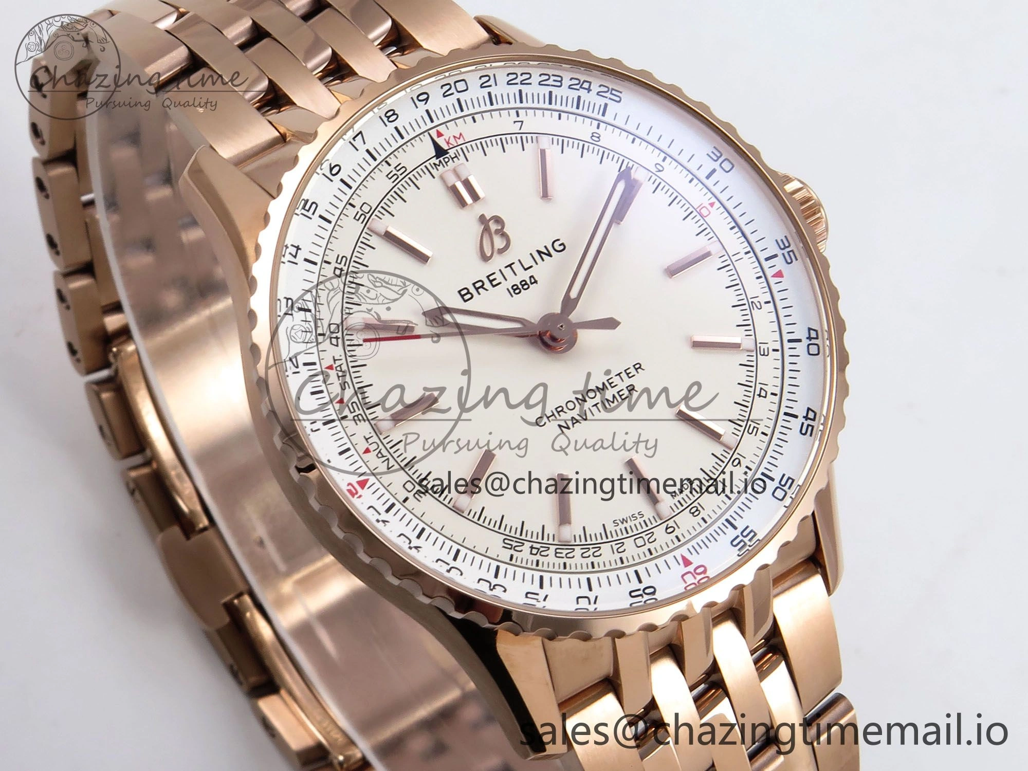 SoftTouch Navitimer Automatic RG 41mm TF 1:1 Best Edition RG Bezel White Dial on RG Bracelet A 5508