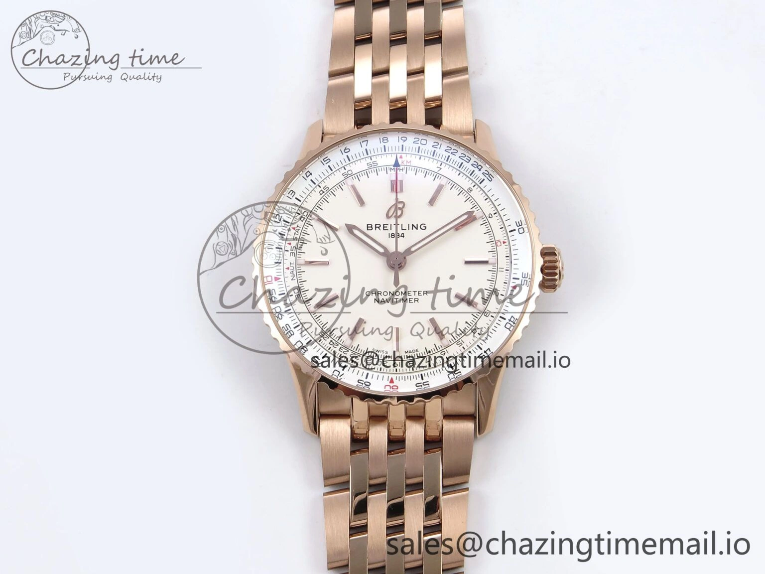 SoftTouch Navitimer Automatic RG 41mm TF 1:1 Best Edition RG Bezel White Dial on RG Bracelet A 5508
