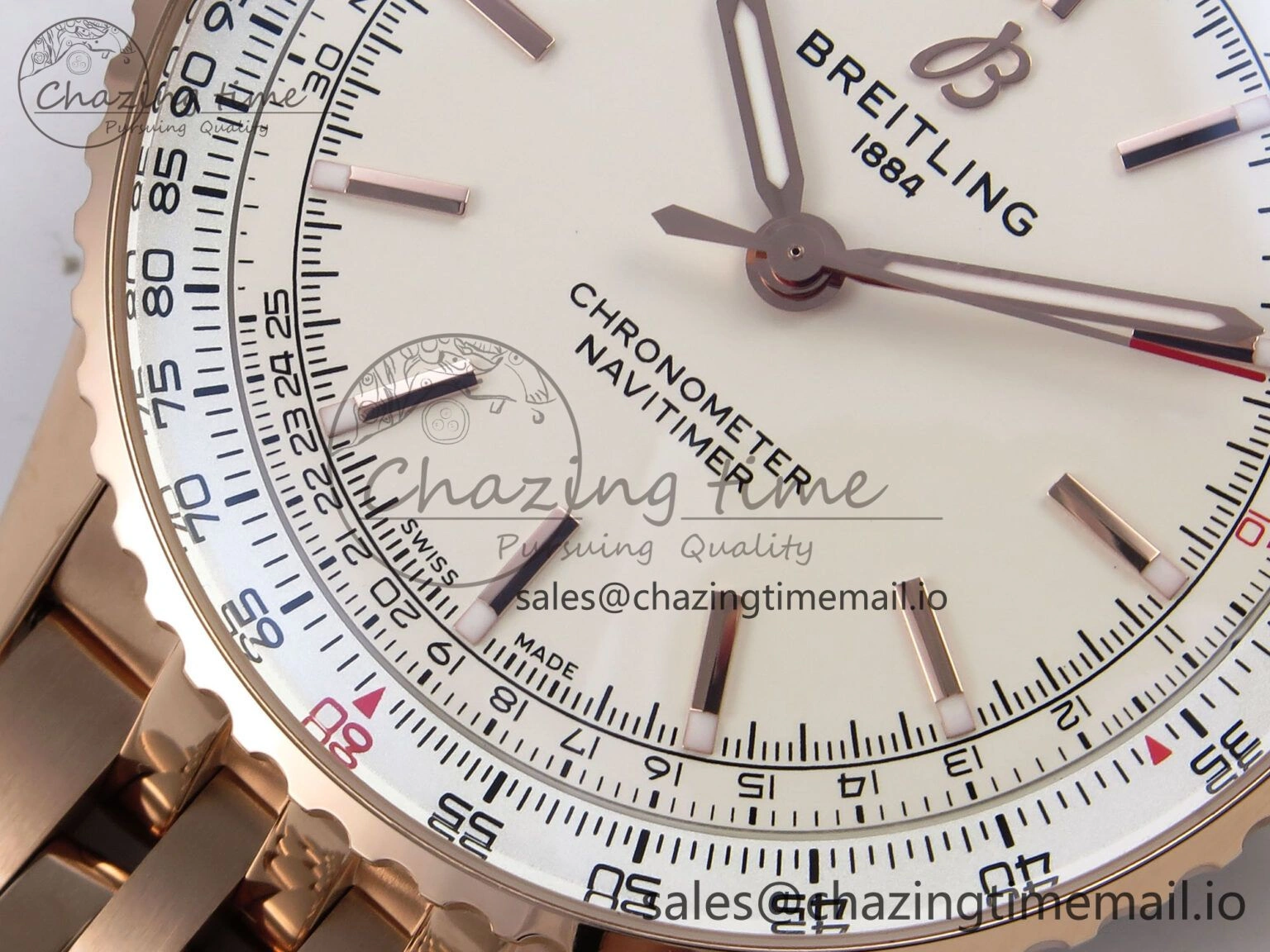 SoftTouch Navitimer Automatic RG 41mm TF 1:1 Best Edition RG Bezel White Dial on RG Bracelet A 5508