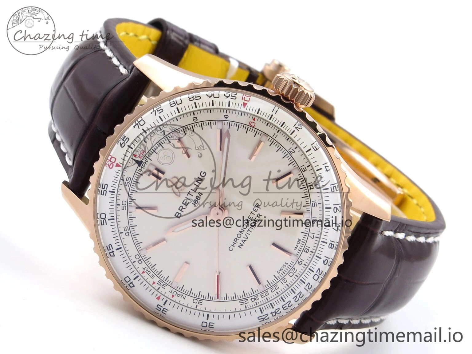 Navitimer Automatic RG 41mm TF 1:1 Best Edition White Dial on Brown Leather Strap A SportInspired 5516
