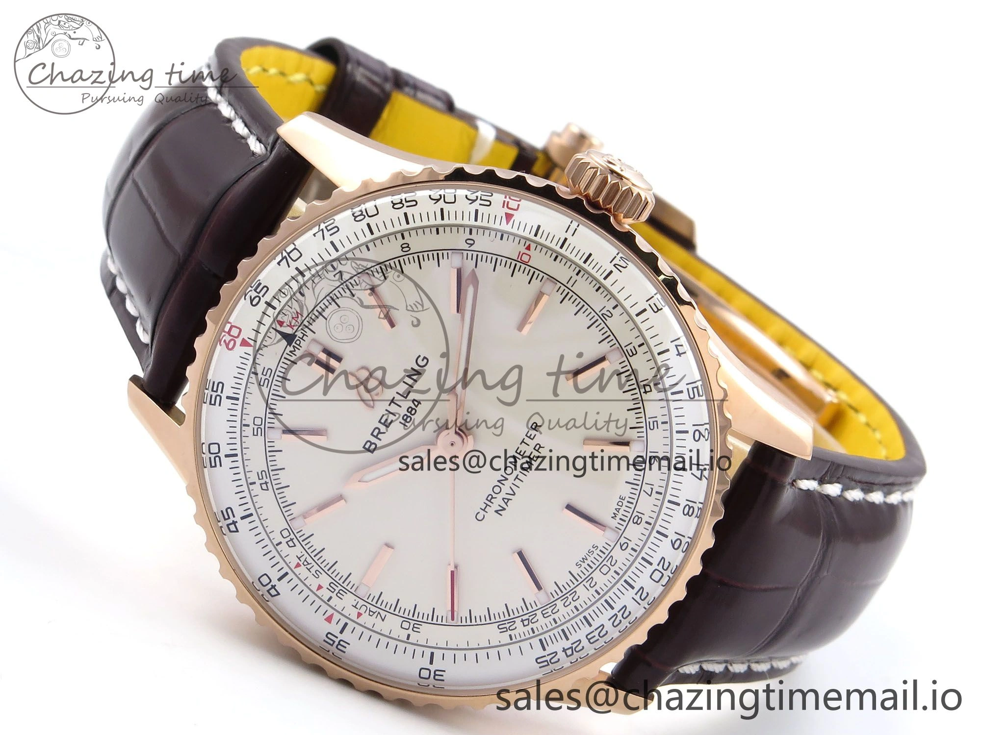Navitimer Automatic RG 41mm TF 1:1 Best Edition White Dial on Brown Leather Strap A SportInspired 5516
