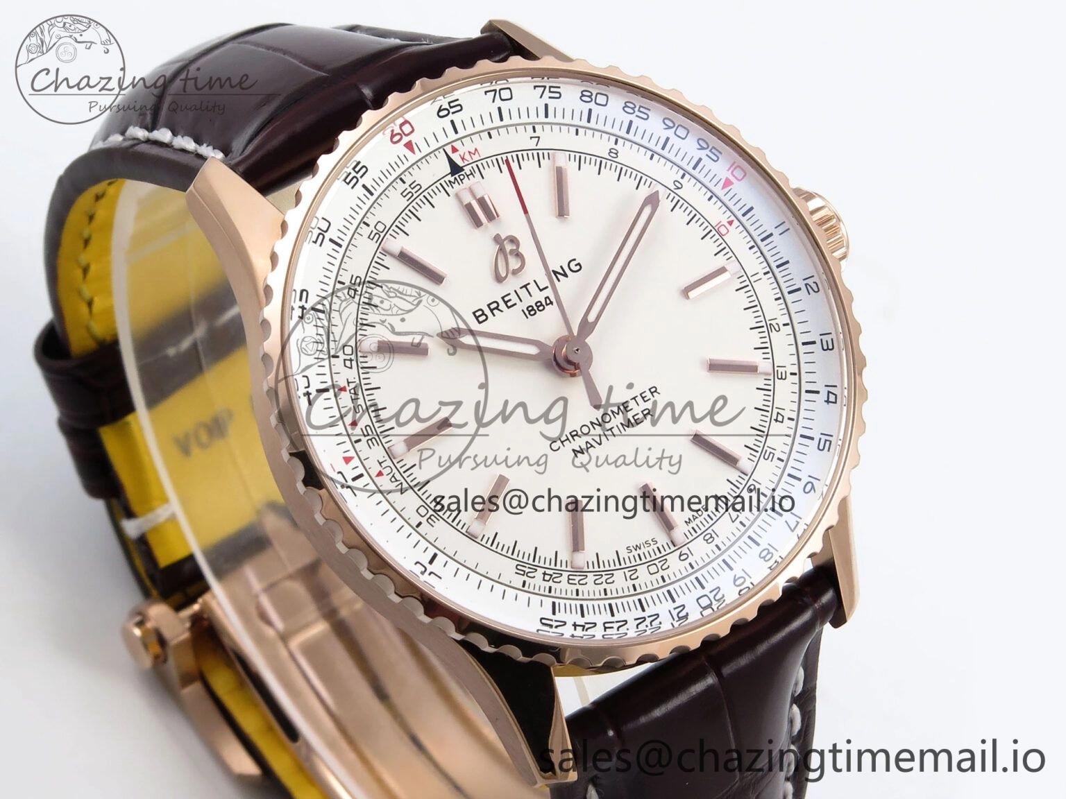 Navitimer Automatic RG 41mm TF 1:1 Best Edition White Dial on Brown Leather Strap A SportInspired 5516