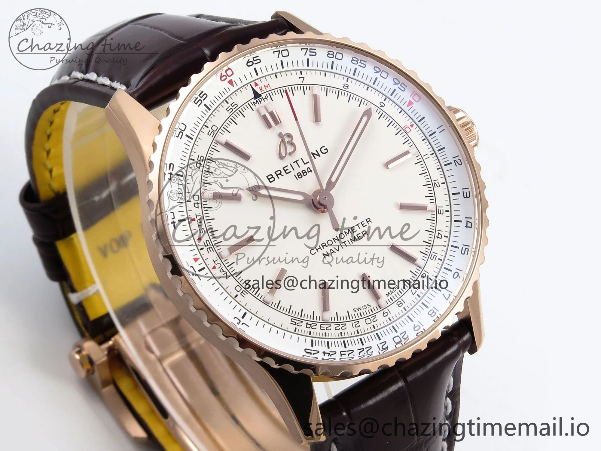 Navitimer Automatic RG 41mm TF 1:1 Best Edition White Dial on Brown Leather Strap A SportInspired 5516