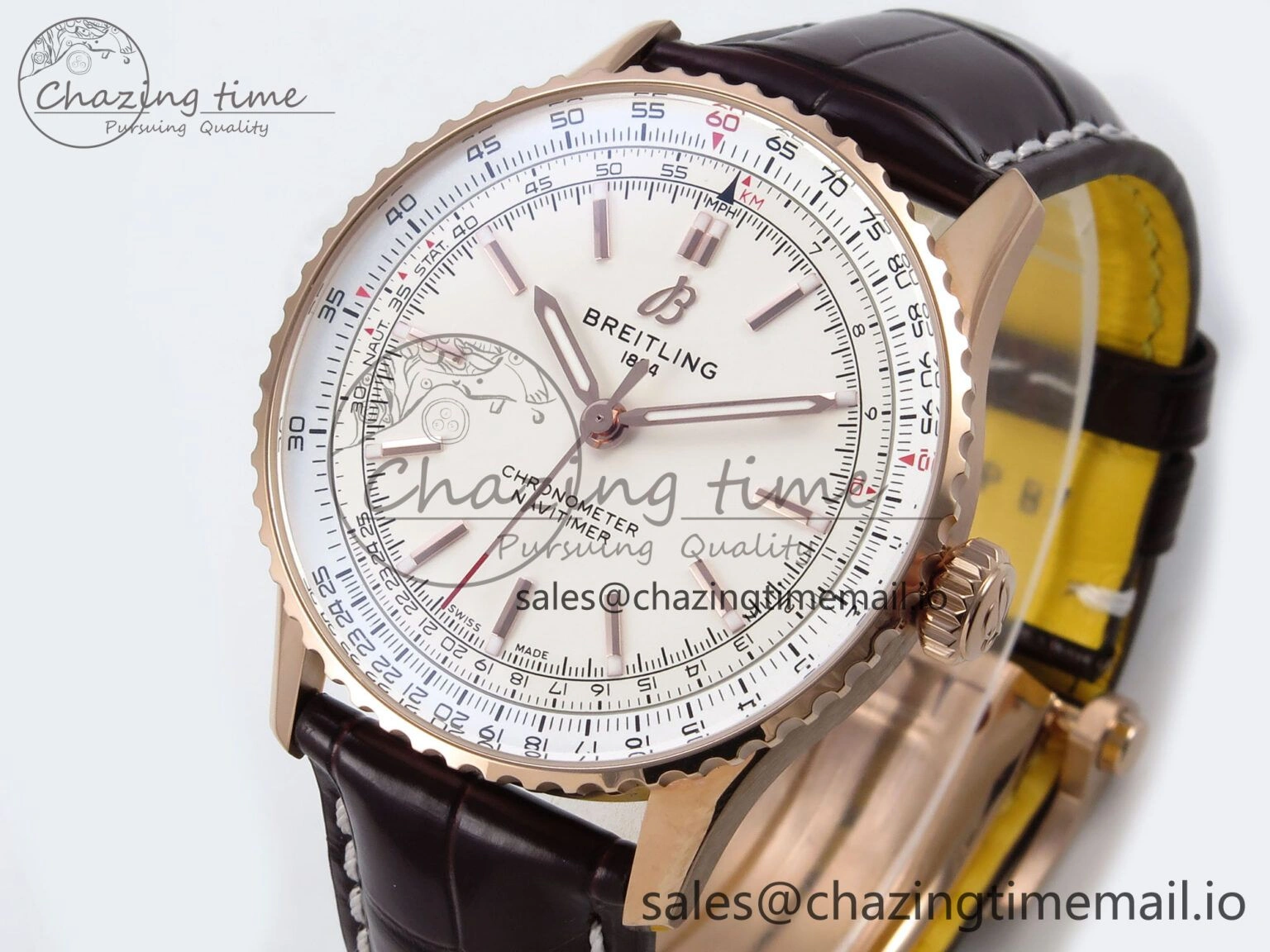 Navitimer Automatic RG 41mm TF 1:1 Best Edition White Dial on Brown Leather Strap A SportInspired 5516