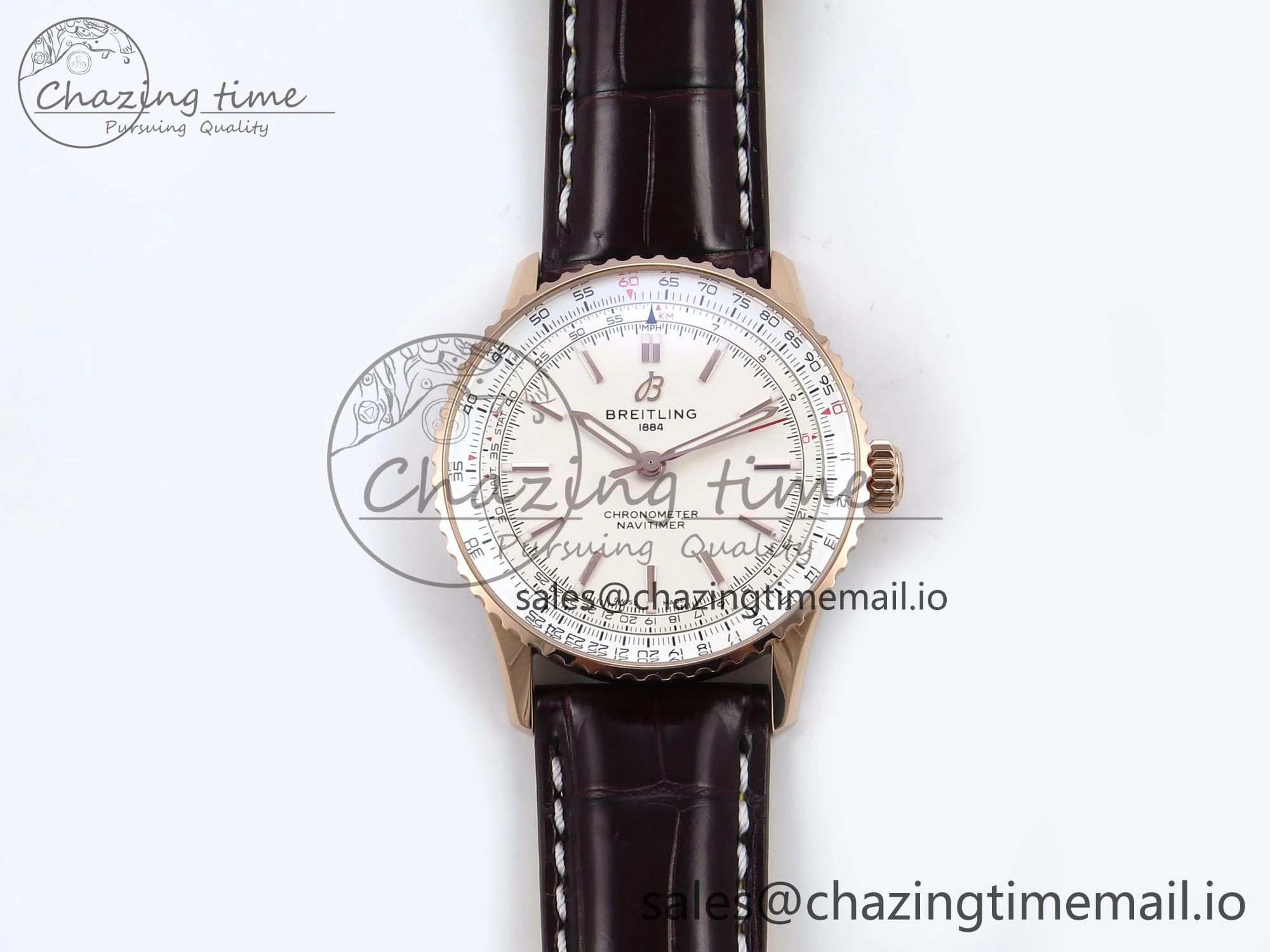 Navitimer Automatic RG 41mm TF 1:1 Best Edition White Dial on Brown Leather Strap A SportInspired 5516