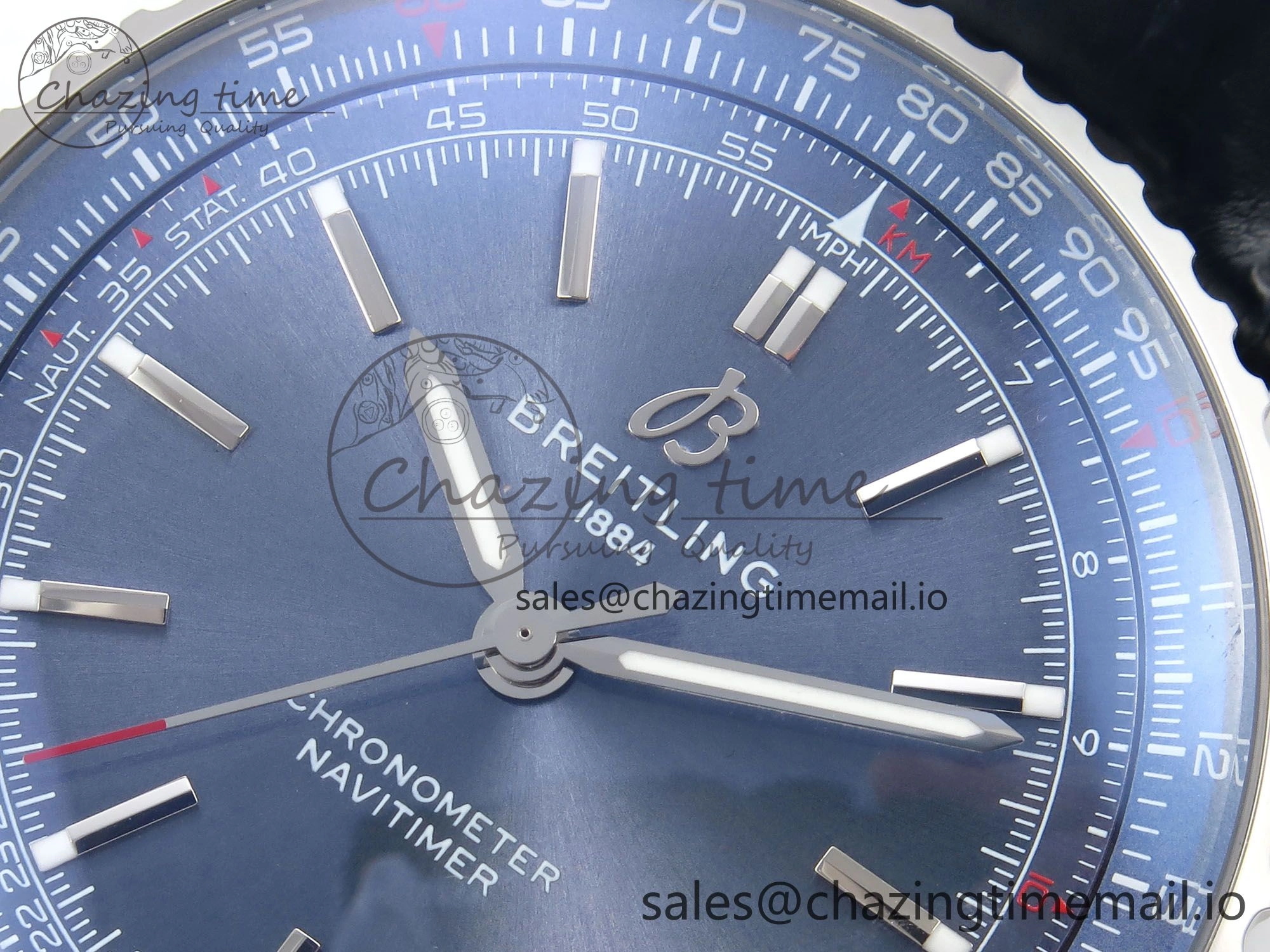 Navitimer Automatic SS 41mm TF 1:1 Best Edition Blue Dial on Blue Leather Strap A Soft 5509