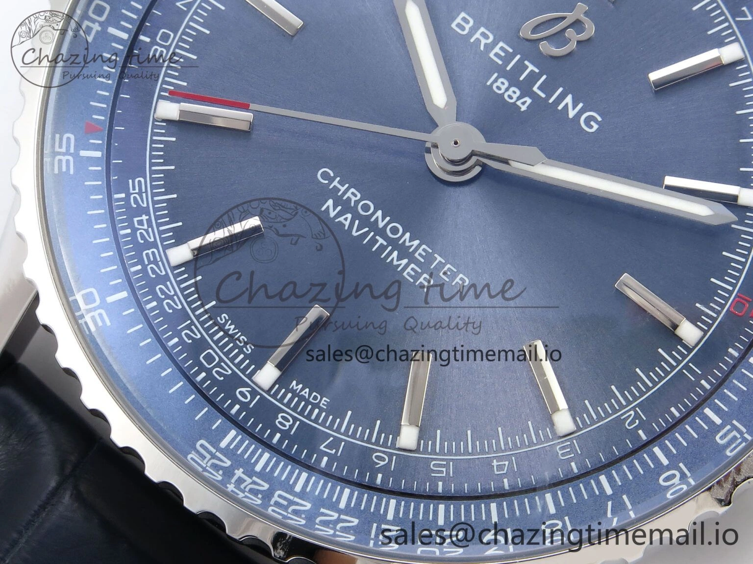 Navitimer Automatic SS 41mm TF 1:1 Best Edition Blue Dial on Blue Leather Strap A Soft 5509