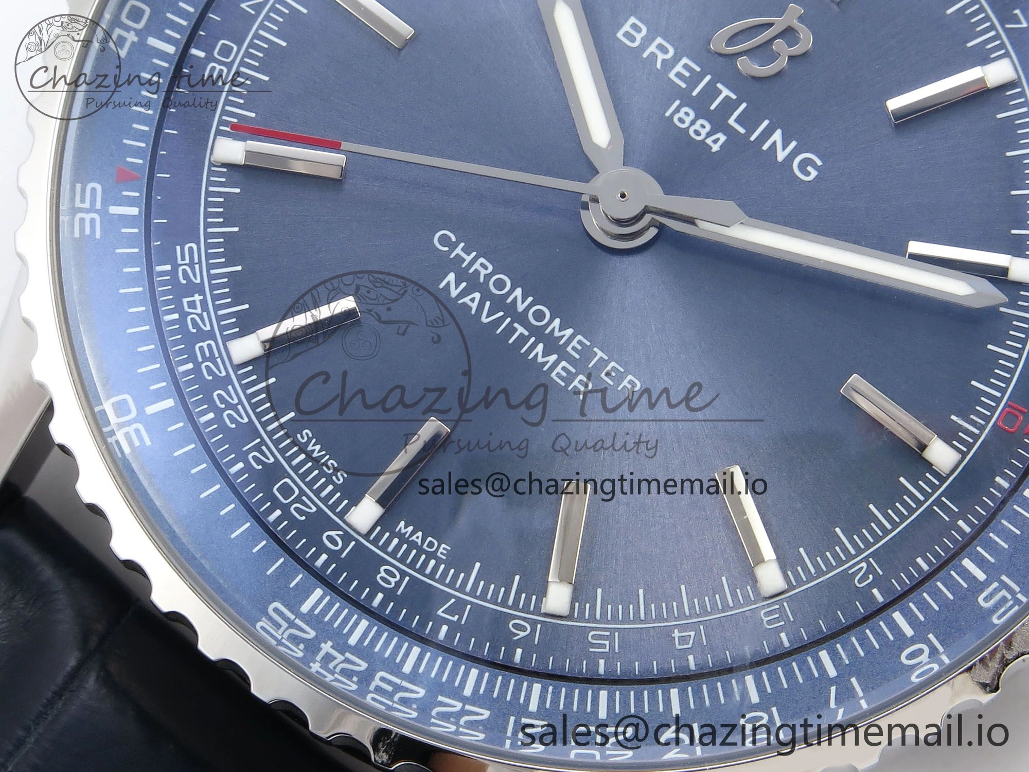 Navitimer Automatic SS 41mm TF 1:1 Best Edition Blue Dial on Blue Leather Strap A Soft 5509