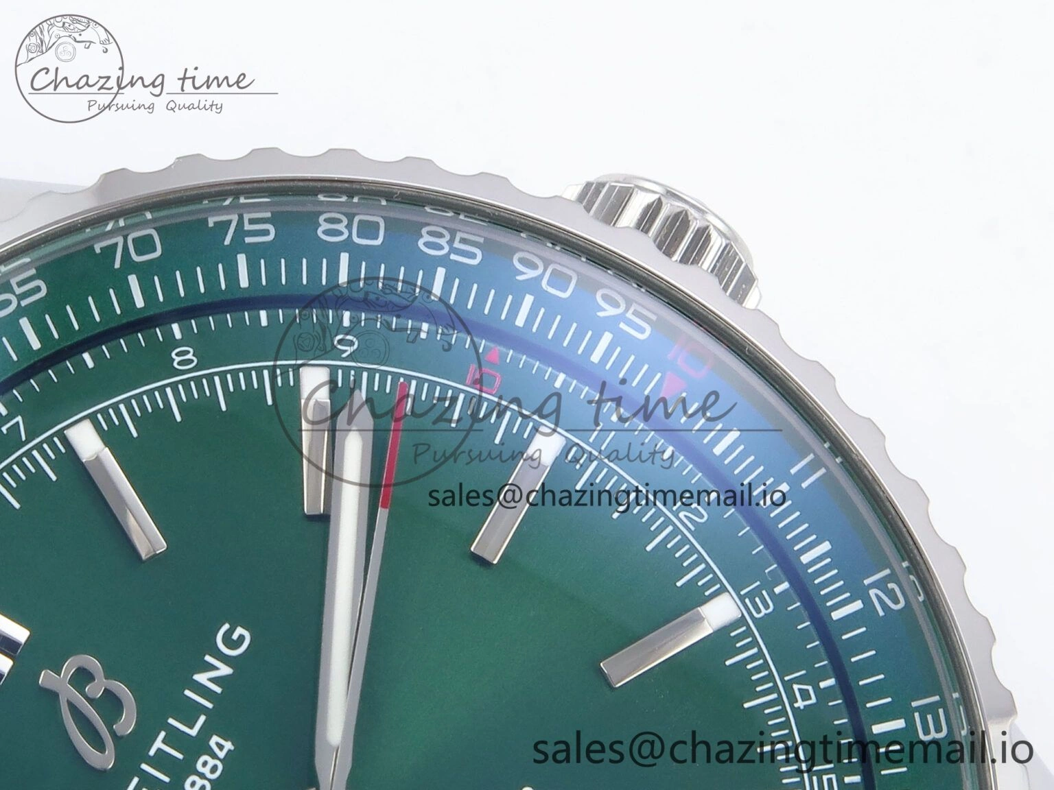 Navitimer Automatic SS 41mm TF 1:1 Best Edition Green Dial on Black Leather Strap A UrbanStyle 5511