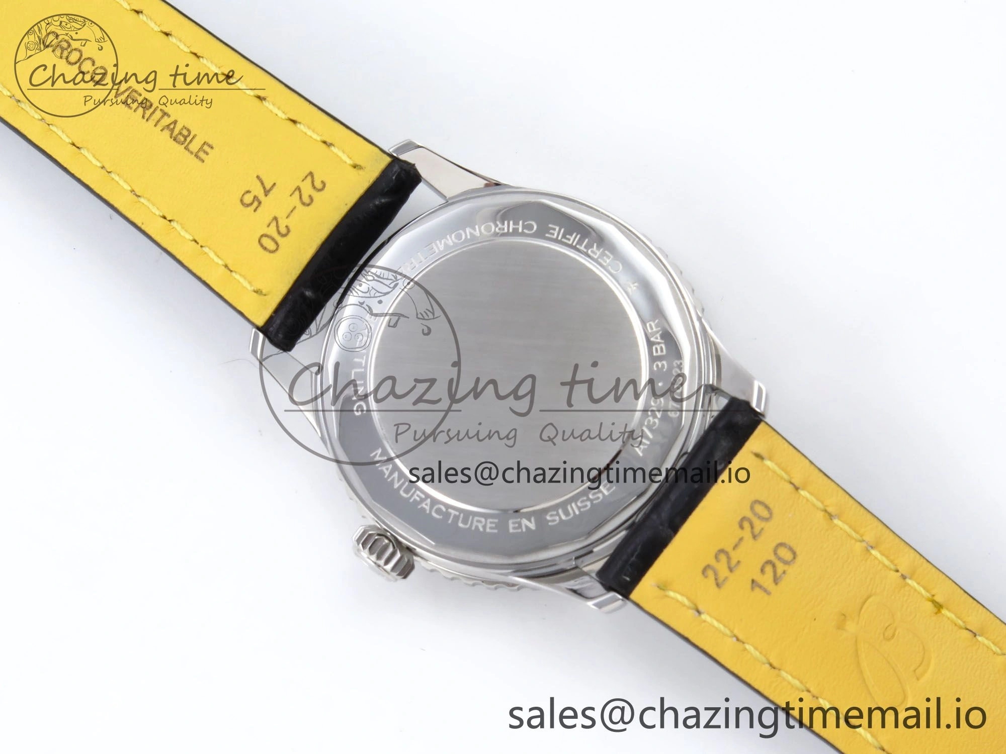 Breathable Navitimer Automatic SS 41mm TF 1:1 Best Edition Ice Blue Dial on Black Leather Strap A 5510