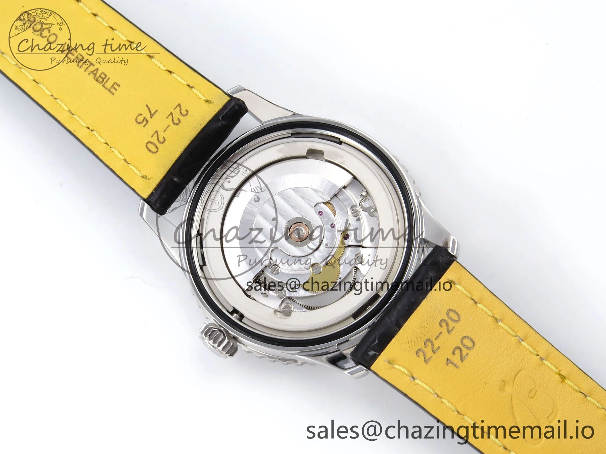 Breathable Navitimer Automatic SS 41mm TF 1:1 Best Edition Ice Blue Dial on Black Leather Strap A 5510