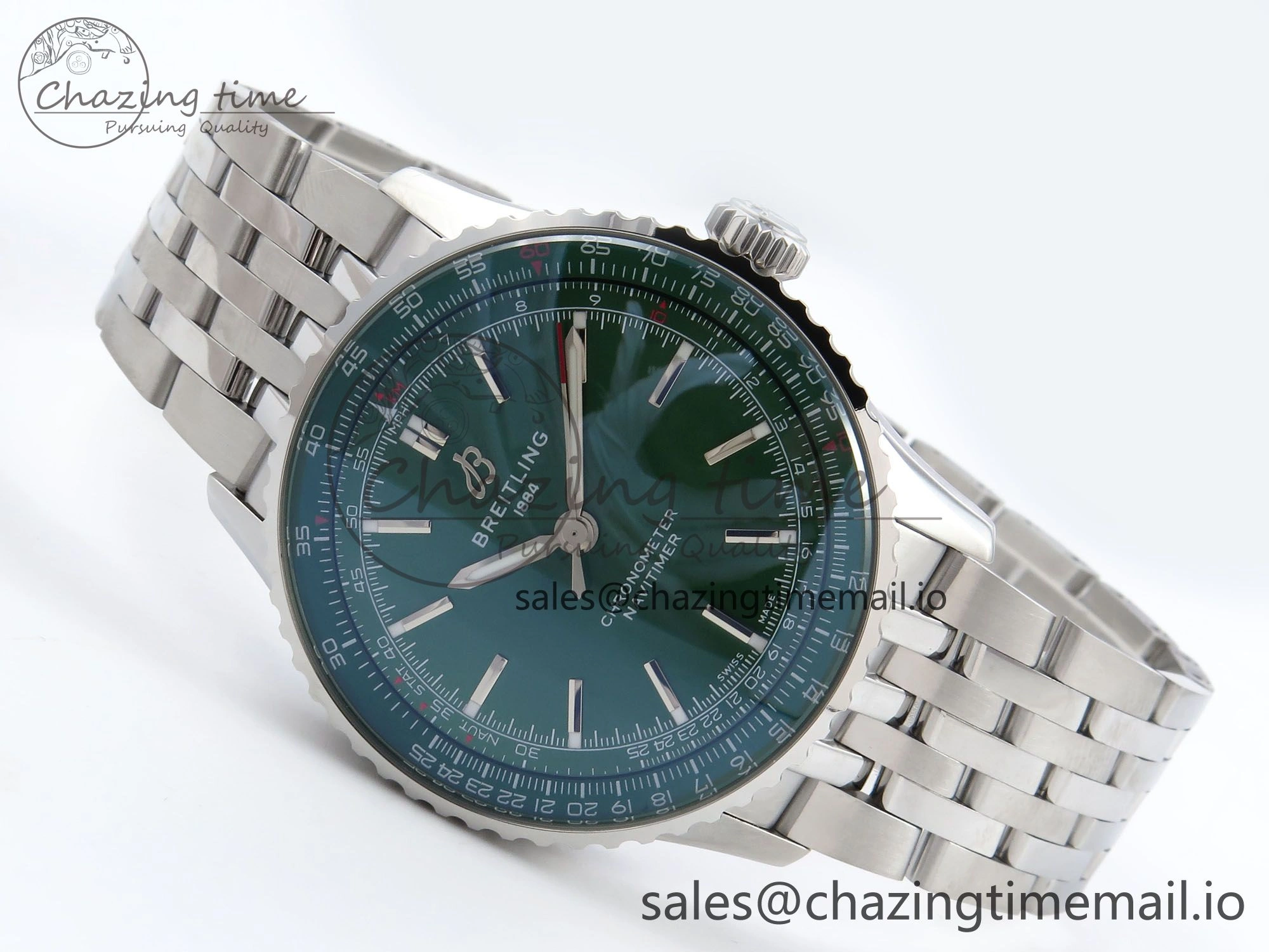 Navitimer Automatic SS 41mm TF 1:1 Best Edition SS Bezel Green Dial on SS Bracelet A Fashionable 5503