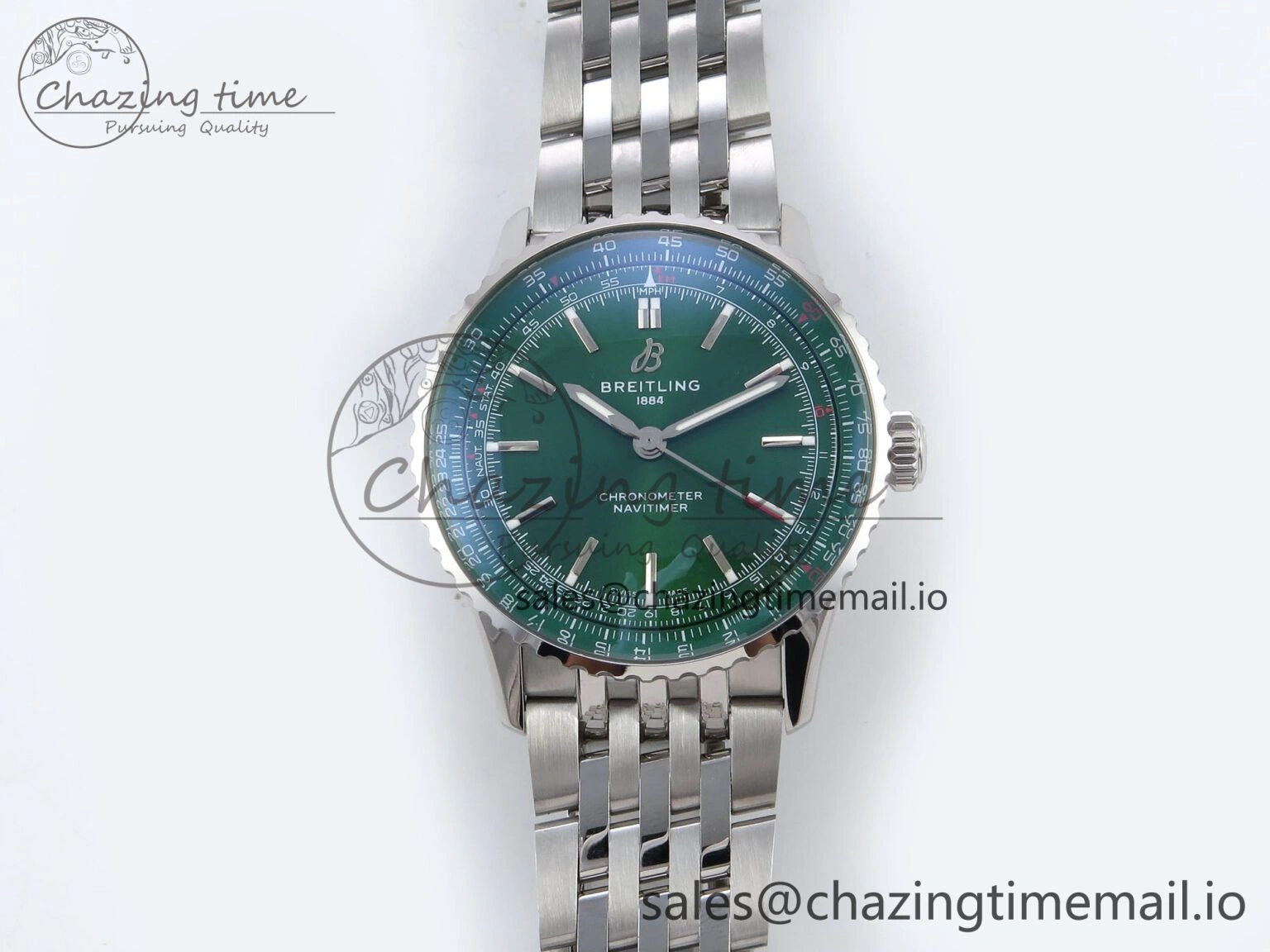 Navitimer Automatic SS 41mm TF 1:1 Best Edition SS Bezel Green Dial on SS Bracelet A Fashionable 5503