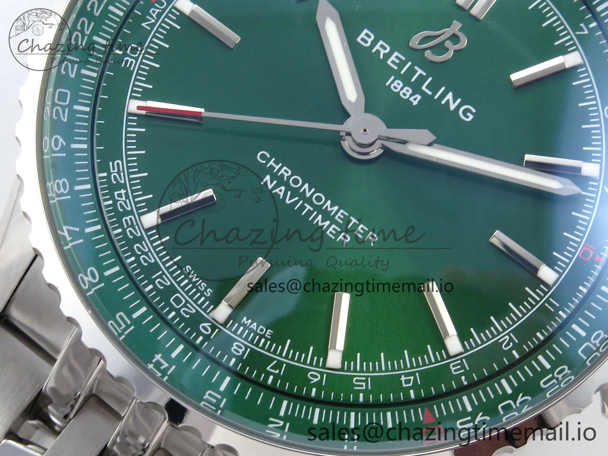 Navitimer Automatic SS 41mm TF 1:1 Best Edition SS Bezel Green Dial on SS Bracelet A Fashionable 5503