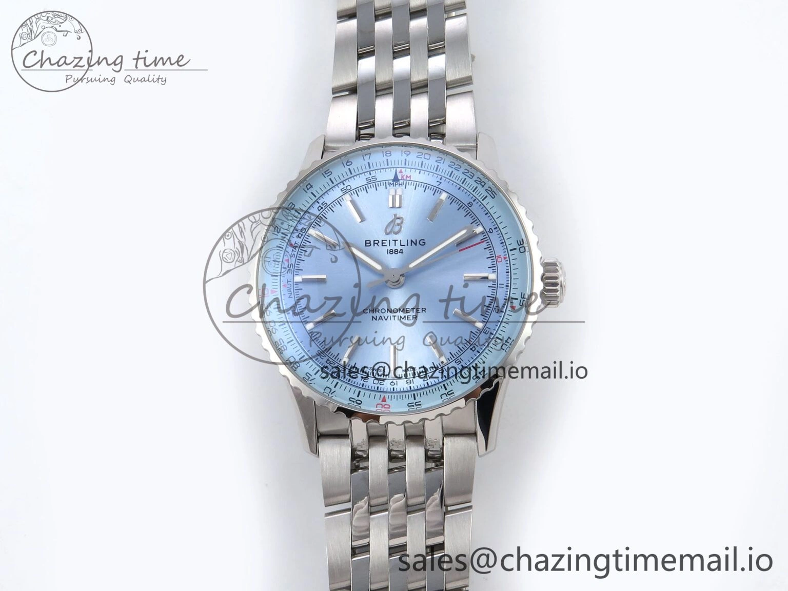 Navitimer Automatic SS 41mm TF 1:1 Best Edition SS Bezel Ice Blue Dial on SS Bracelet A ModernLook 5507