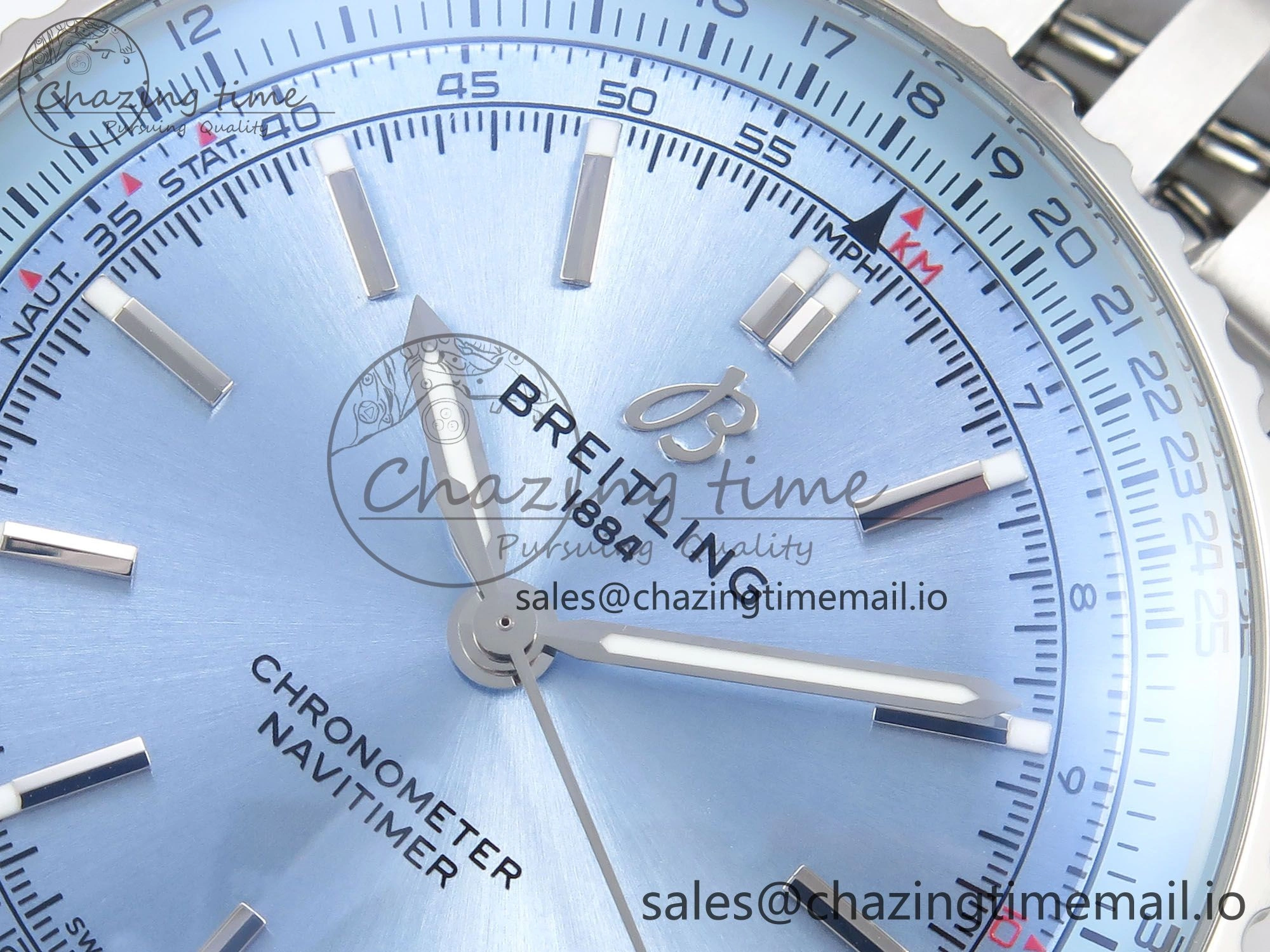 Navitimer Automatic SS 41mm TF 1:1 Best Edition SS Bezel Ice Blue Dial on SS Bracelet A ModernLook 5507