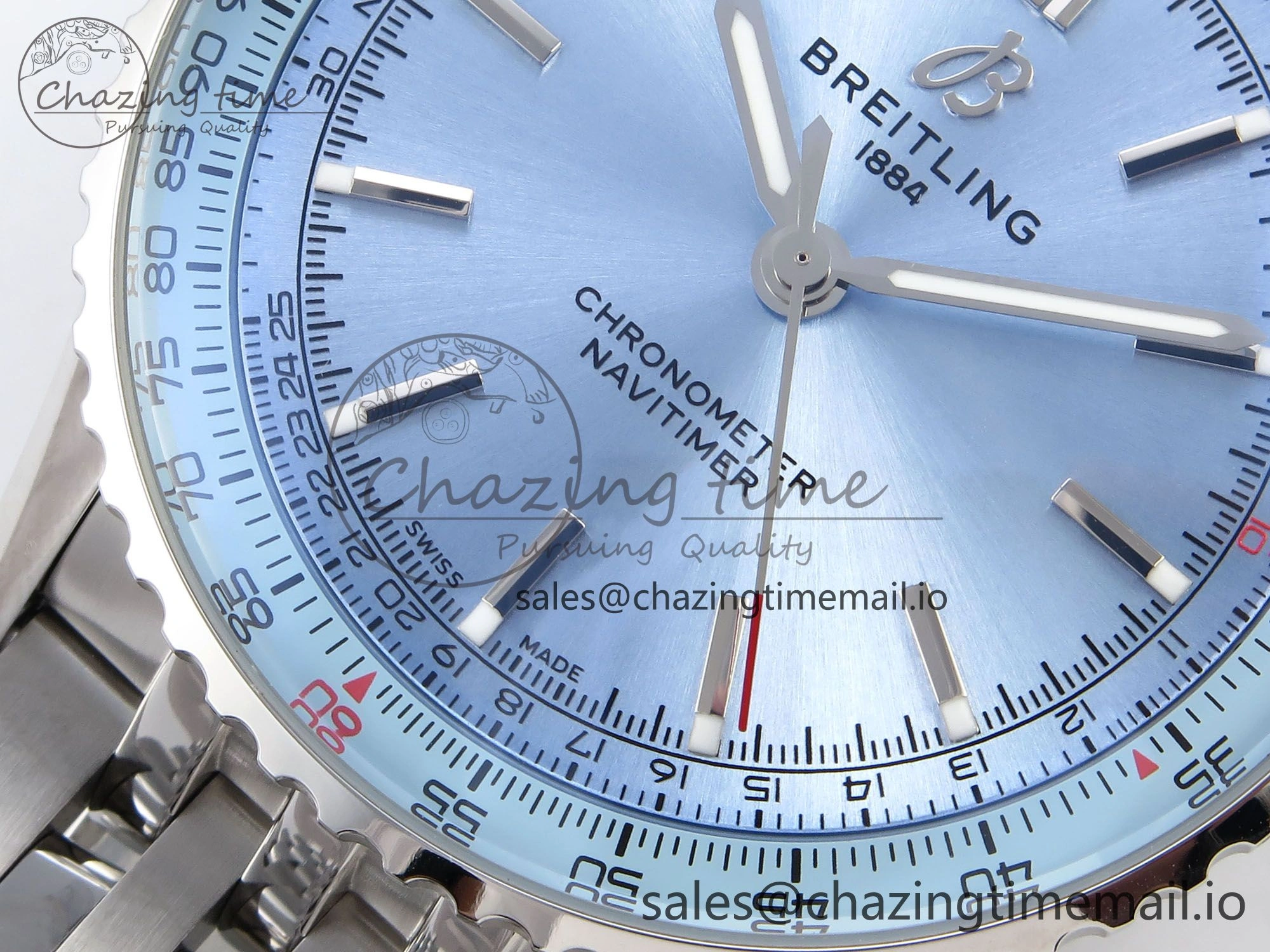 Navitimer Automatic SS 41mm TF 1:1 Best Edition SS Bezel Ice Blue Dial on SS Bracelet A ModernLook 5507