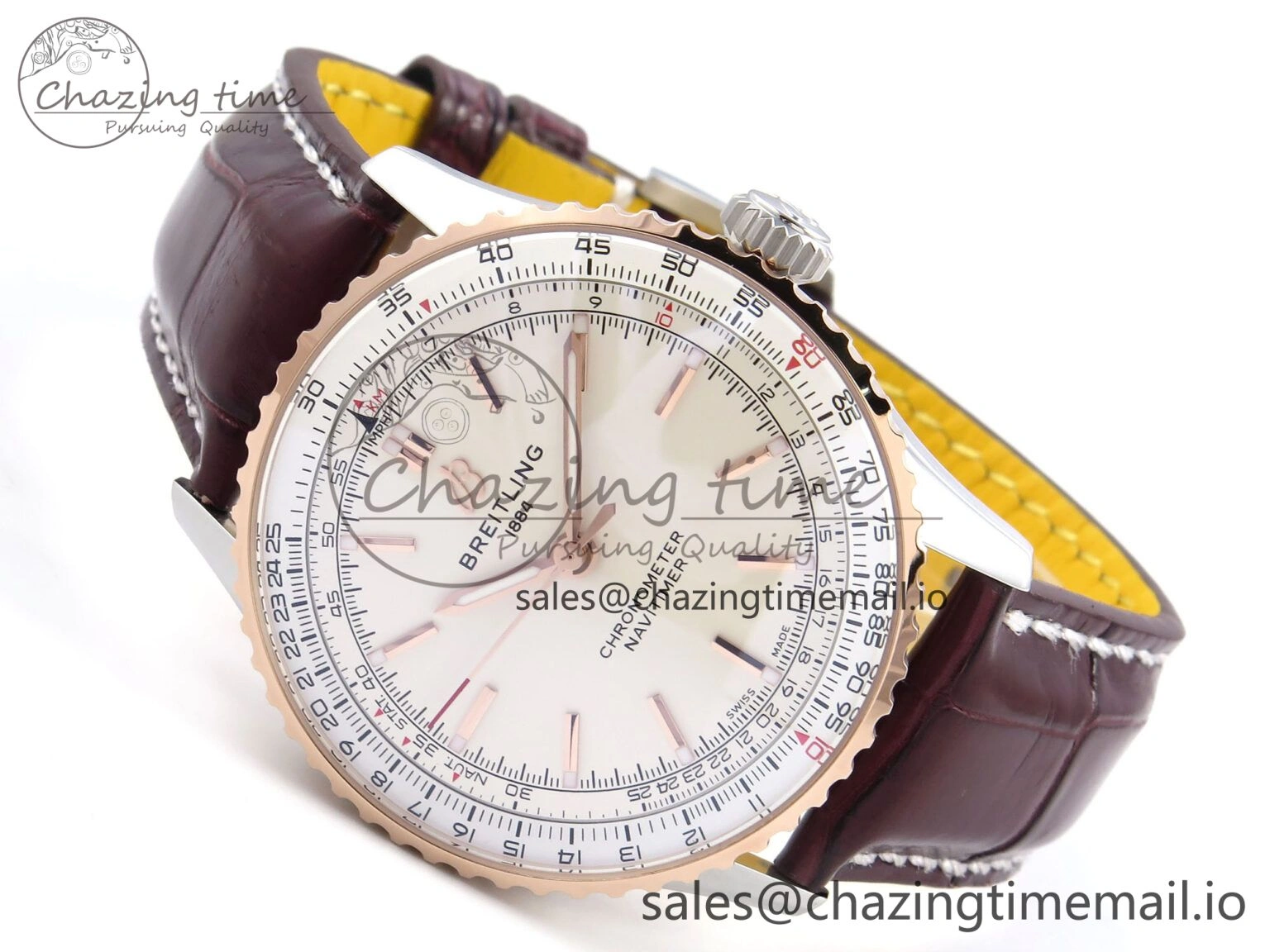 Navitimer Automatic SS RG 41mm TF 1:1 Best Edition White Dial on Brown Leather Strap A Soft 5505