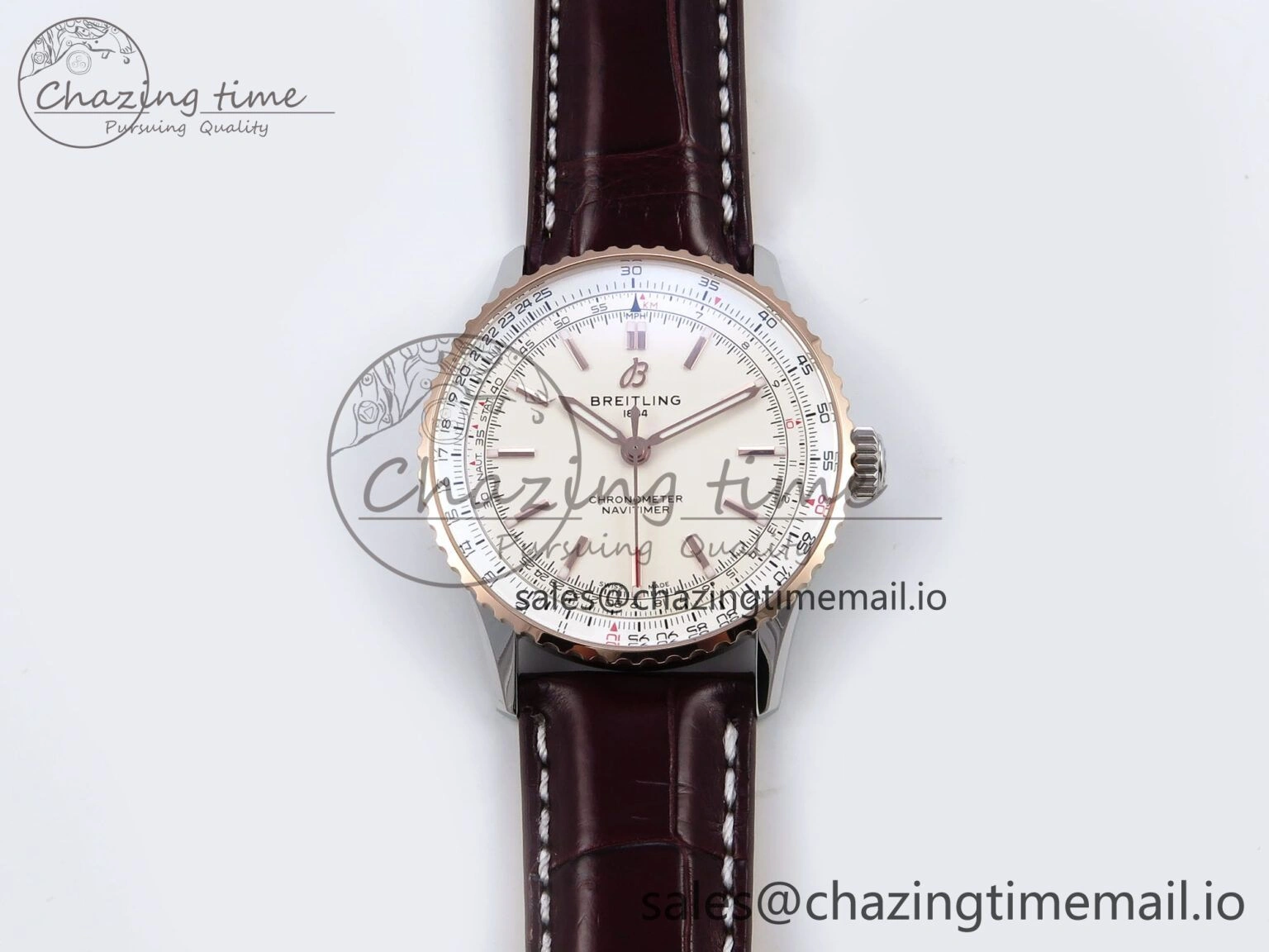 Navitimer Automatic SS RG 41mm TF 1:1 Best Edition White Dial on Brown Leather Strap A Soft 5505