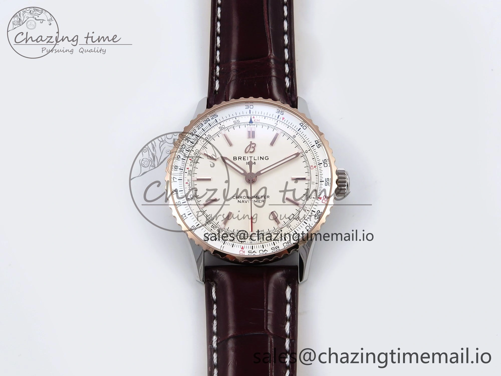 Navitimer Automatic SS RG 41mm TF 1:1 Best Edition White Dial on Brown Leather Strap A Soft 5505