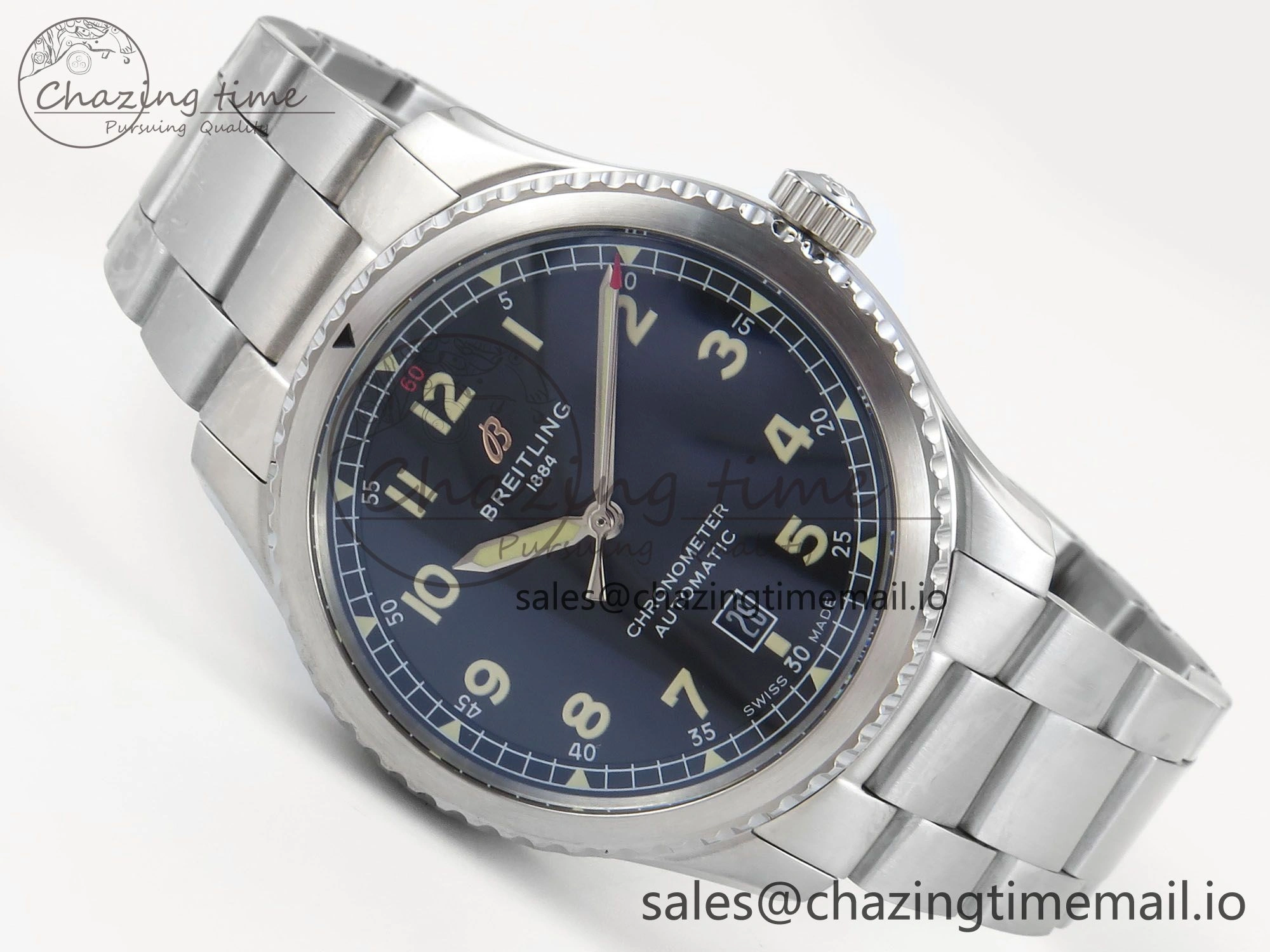FashionForward Navitimer Aviator 8 SS TF 1:1 Best Edition Black Dial on SS Bracelet A 5460
