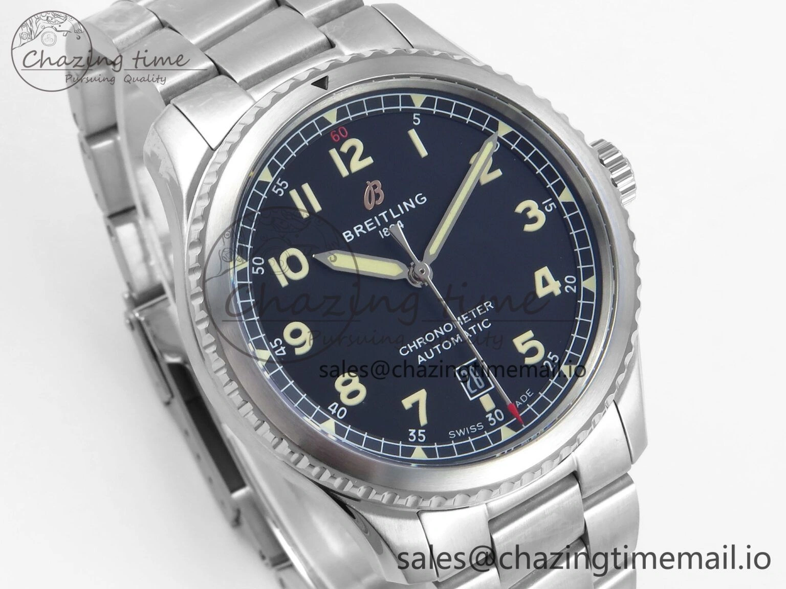 FashionForward Navitimer Aviator 8 SS TF 1:1 Best Edition Black Dial on SS Bracelet A 5460