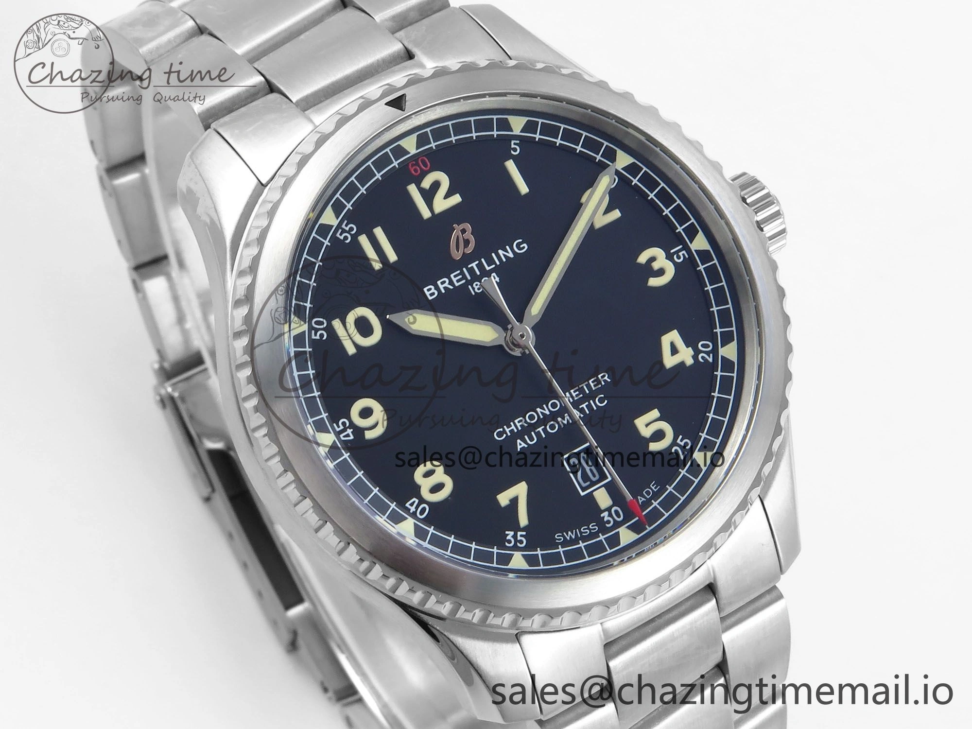 FashionForward Navitimer Aviator 8 SS TF 1:1 Best Edition Black Dial on SS Bracelet A 5460