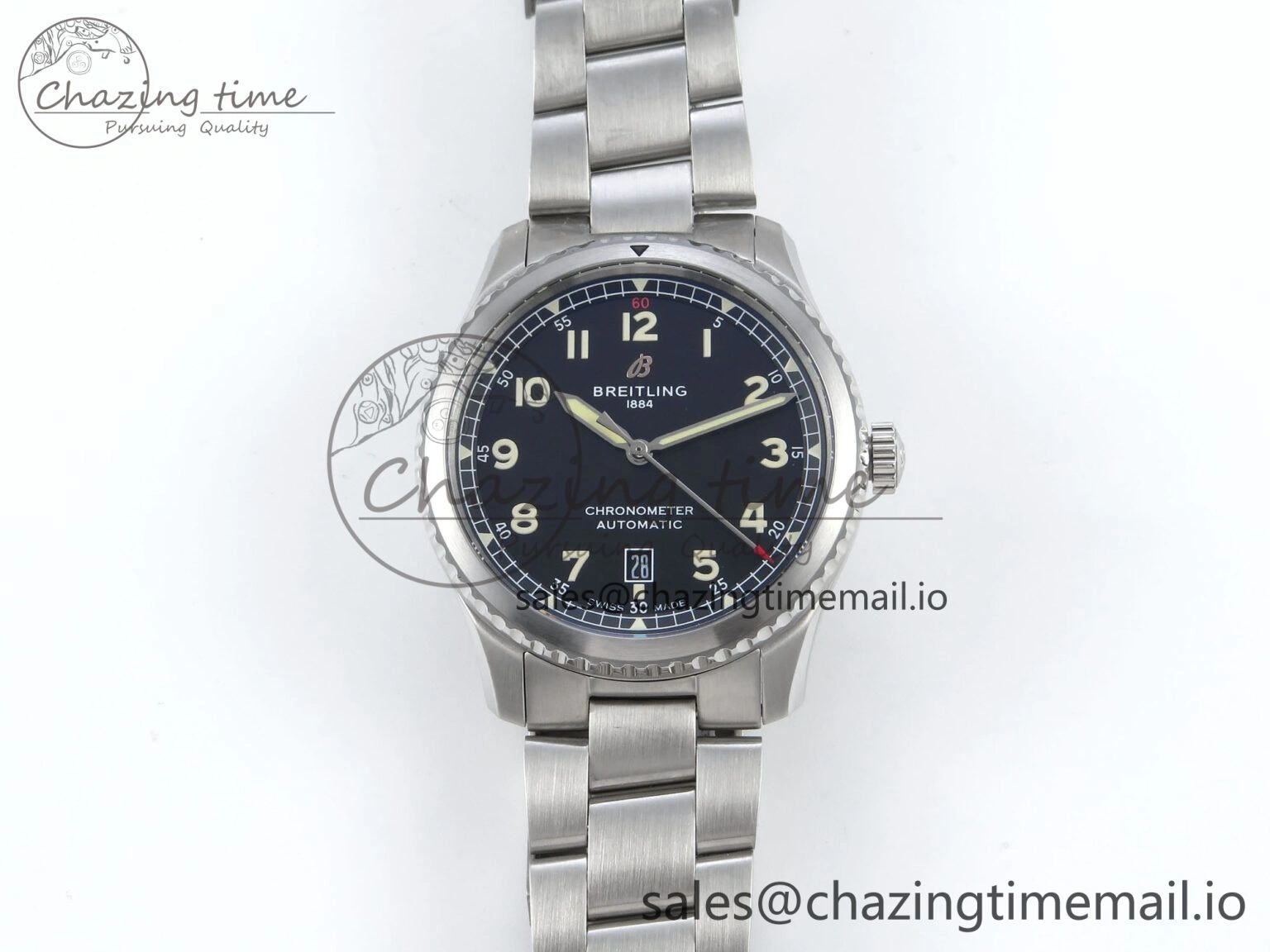 FashionForward Navitimer Aviator 8 SS TF 1:1 Best Edition Black Dial on SS Bracelet A 5460