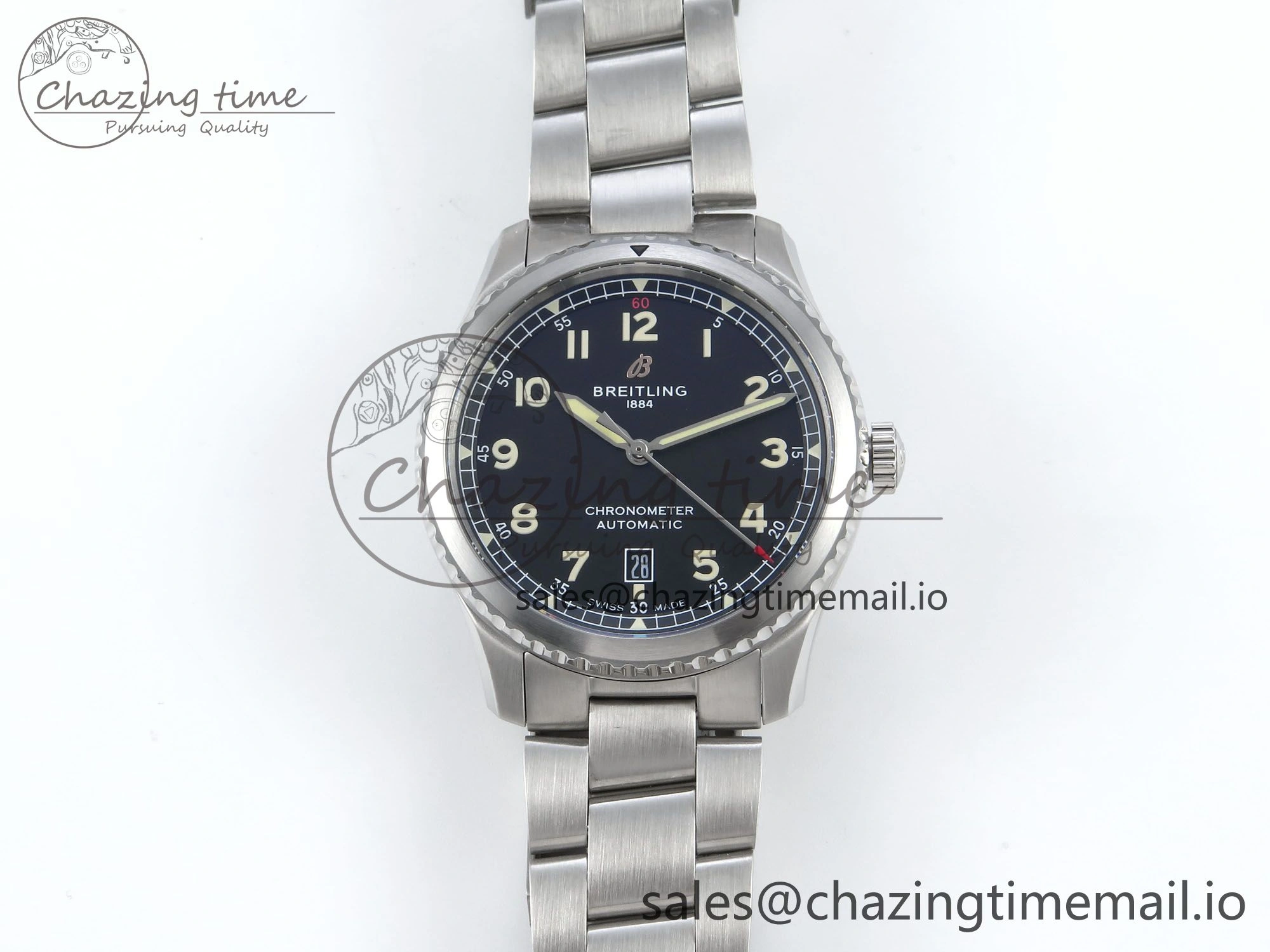 FashionForward Navitimer Aviator 8 SS TF 1:1 Best Edition Black Dial on SS Bracelet A 5460