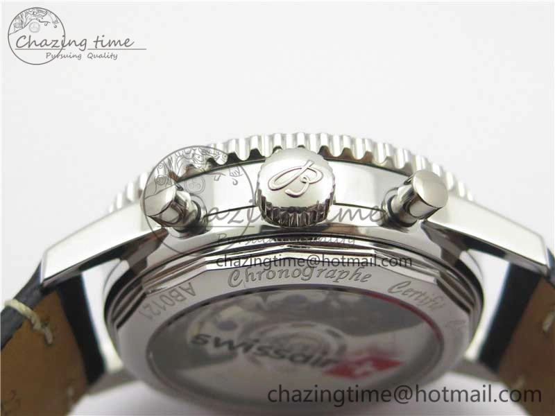 Comfortable Navitimer B01 Chronograph 43 TWA Editioin SS OXF Black Dial Steel Markers on Black Leather Strap A 5599