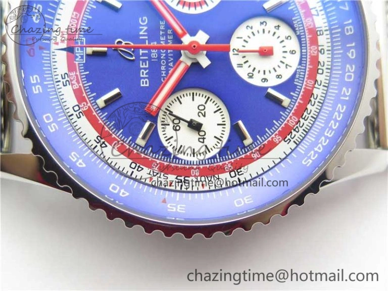 Supportive Navitimer B01 Chronograph 43 TWA Editioin SS OXF Blue Dial on SS Mesh Bracelet A 5601