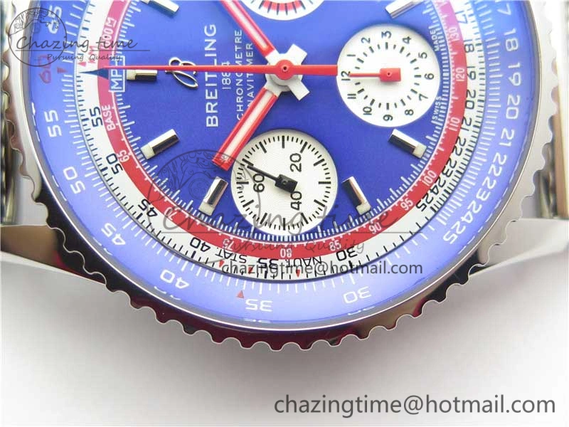 Supportive Navitimer B01 Chronograph 43 TWA Editioin SS OXF Blue Dial on SS Mesh Bracelet A 5601