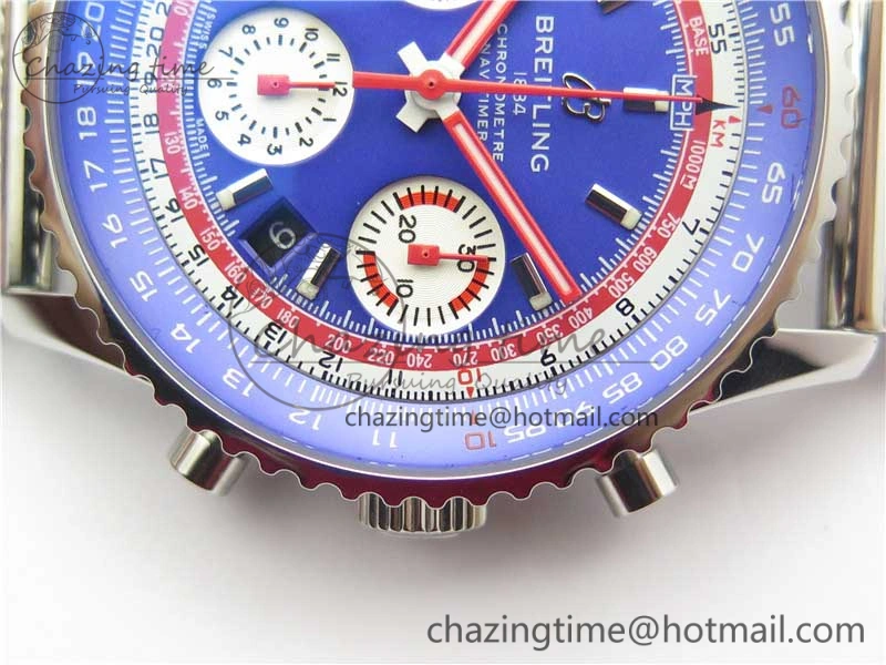 Supportive Navitimer B01 Chronograph 43 TWA Editioin SS OXF Blue Dial on SS Mesh Bracelet A 5601