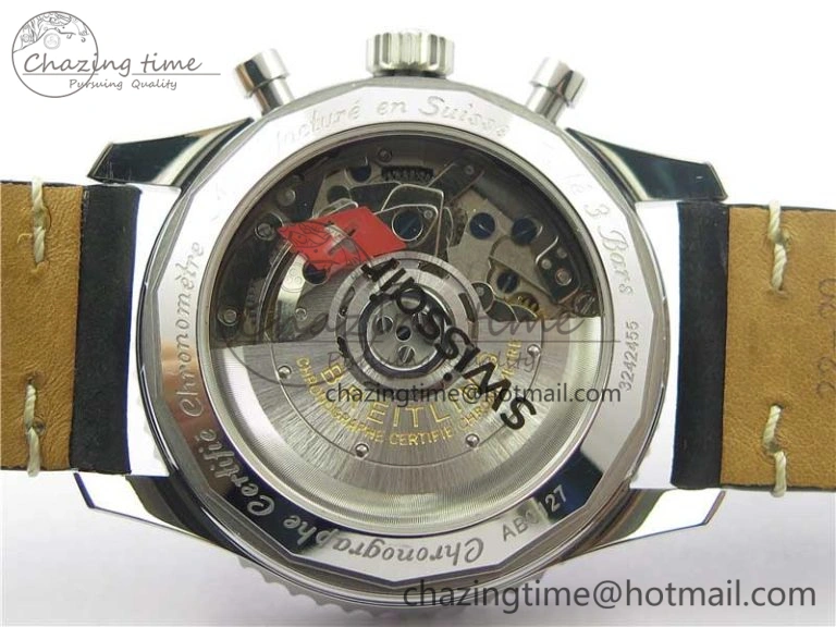 Colorful Navitimer B01 Chronograph 43 TWA Edition SS AIF 1:1 Black Dial on Black Leather Strap A 5597