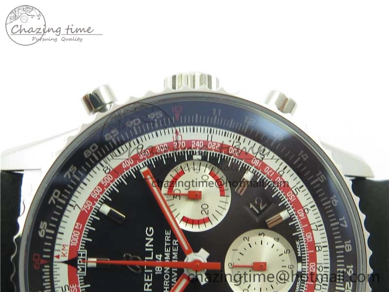 Colorful Navitimer B01 Chronograph 43 TWA Edition SS AIF 1:1 Black Dial on Black Leather Strap A 5597
