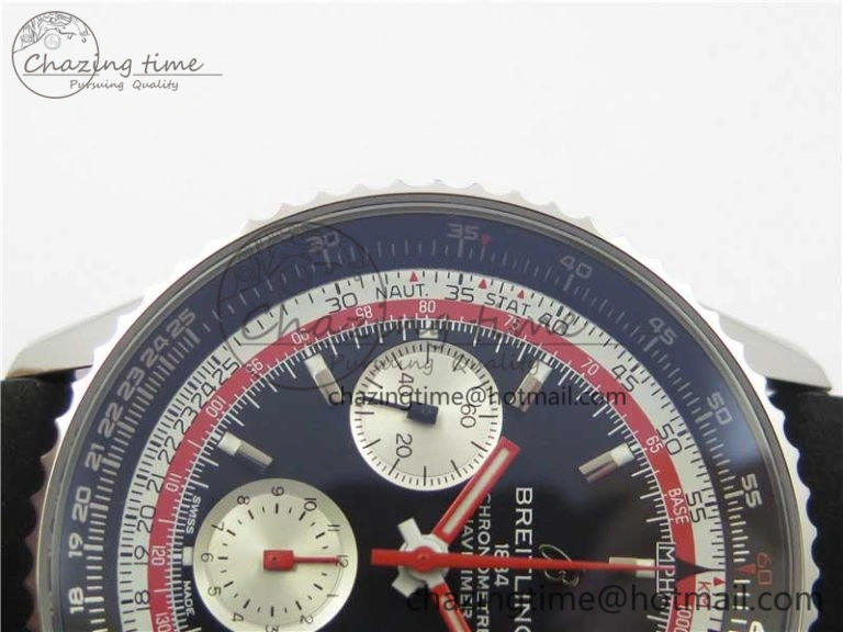Colorful Navitimer B01 Chronograph 43 TWA Edition SS AIF 1:1 Black Dial on Black Leather Strap A 5597